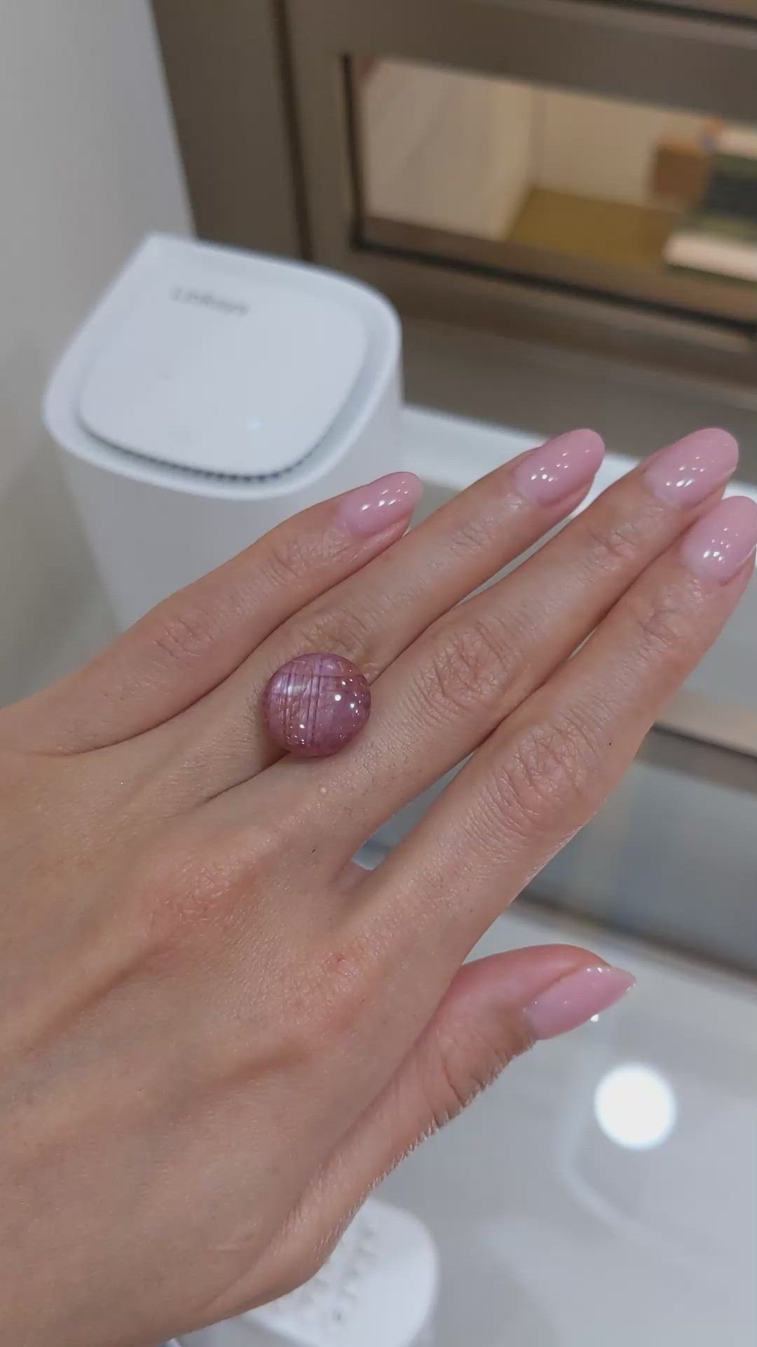 15.61 Ct. Reddish Pink Star Sapphire from Ceylon (Sri Lanka) Size Video