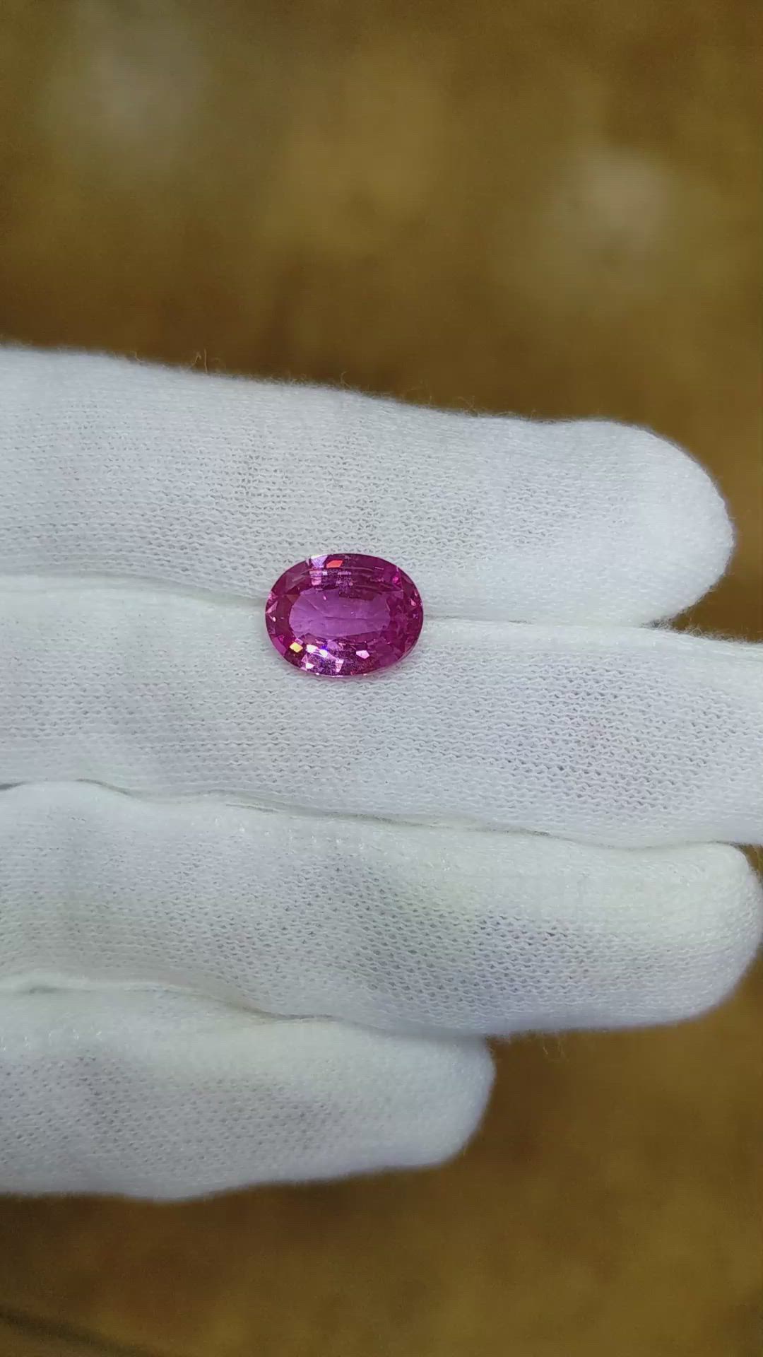 3.64 Ct. Pink Sapphire from Ceylon (Sri Lanka) Size Video
