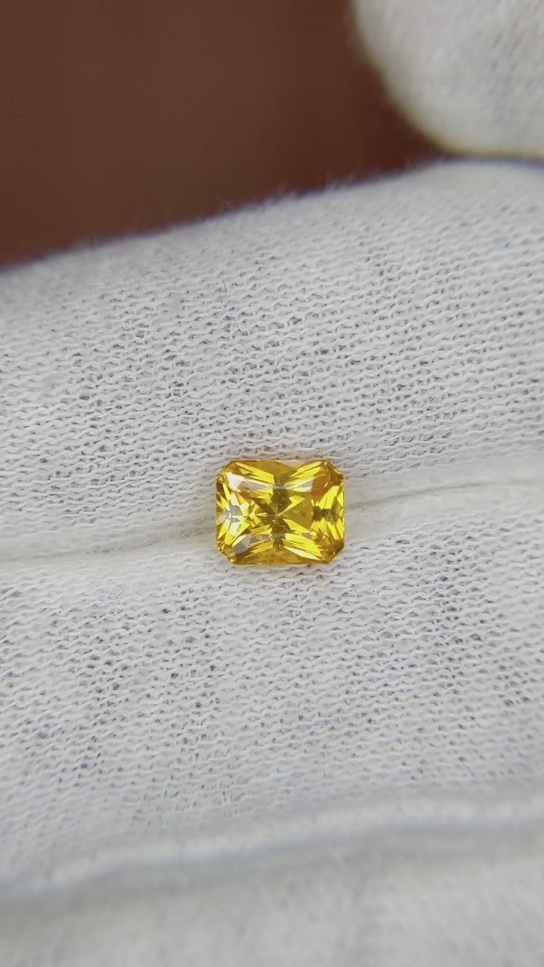 1.51 Ct. Orangish Yellow Sapphire from Ceylon (Sri Lanka) Size Video