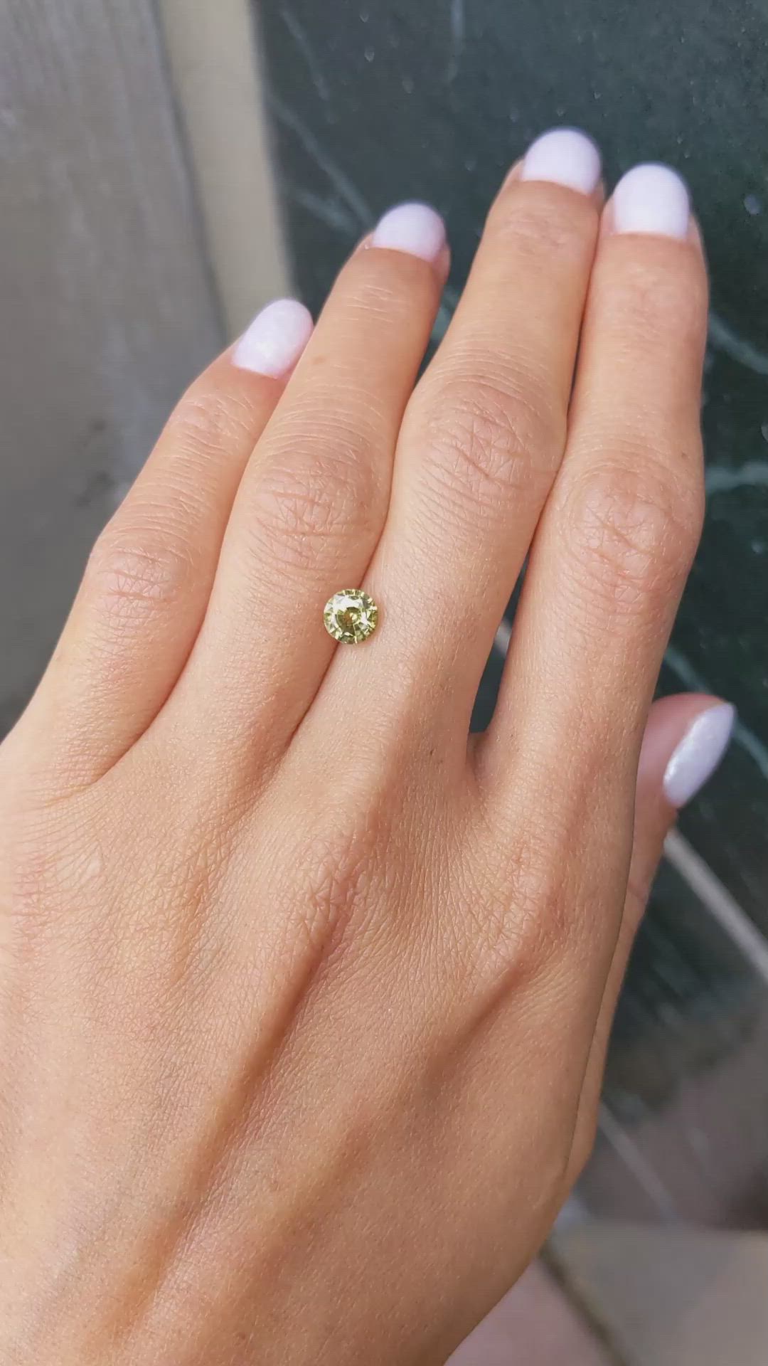 1.12 Ct. Greenish Yellow Sapphire from Madagascar Size Video