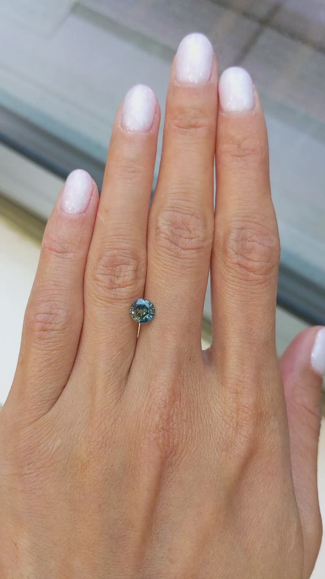 1.08 Ct. Bluish Green Sapphire from Madagascar Size Video