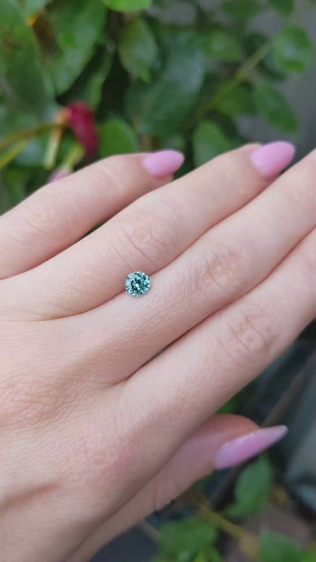 0.72 Ct. Bluish Green Sapphire from Madagascar Size Video