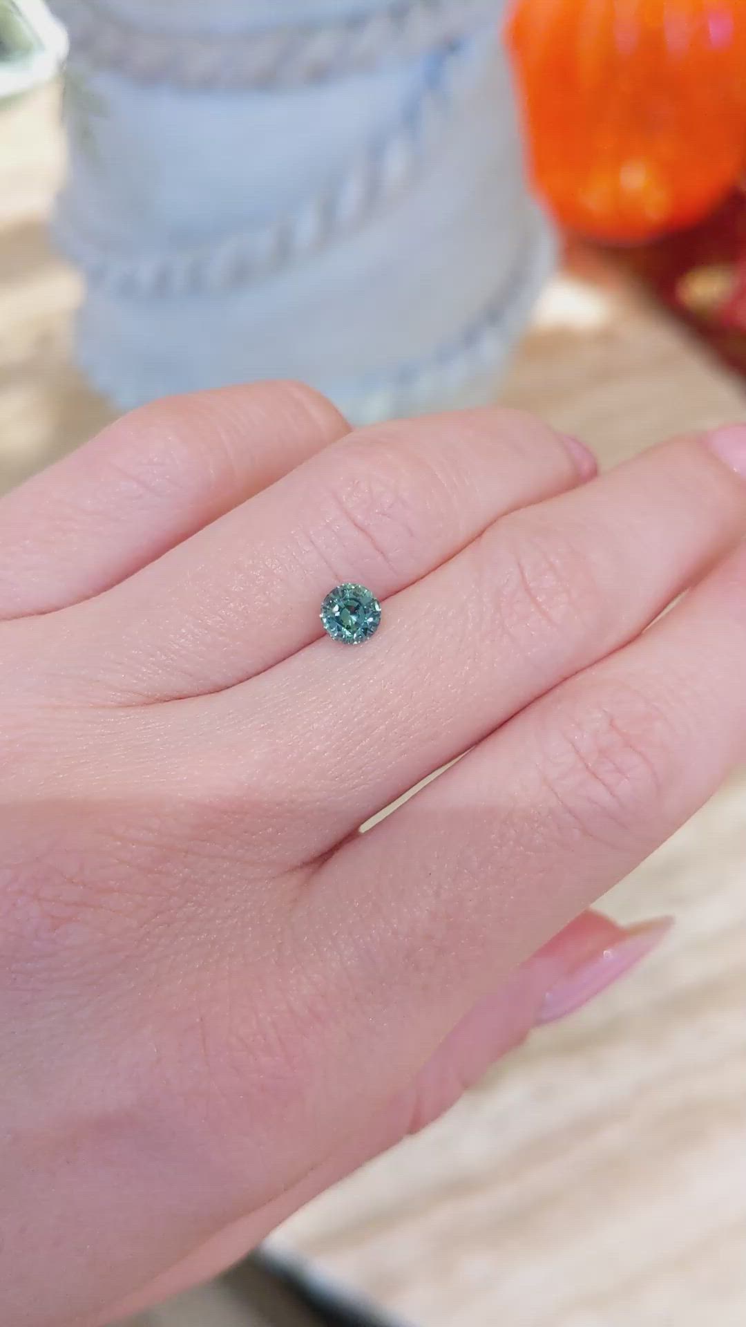 0.72 Ct. Bluish Green Sapphire from Madagascar Size Video