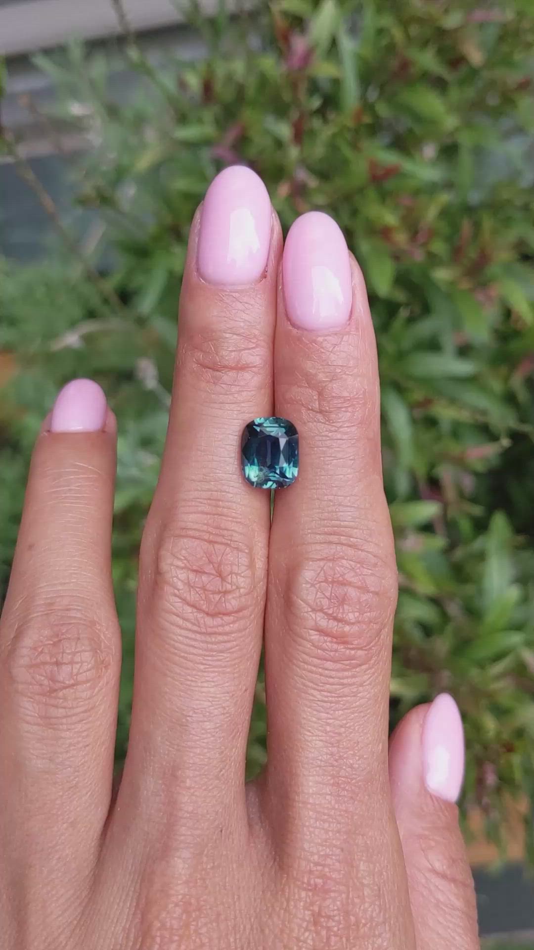4.08 Ct. Greenish Blue Sapphire from Madagascar Size Video