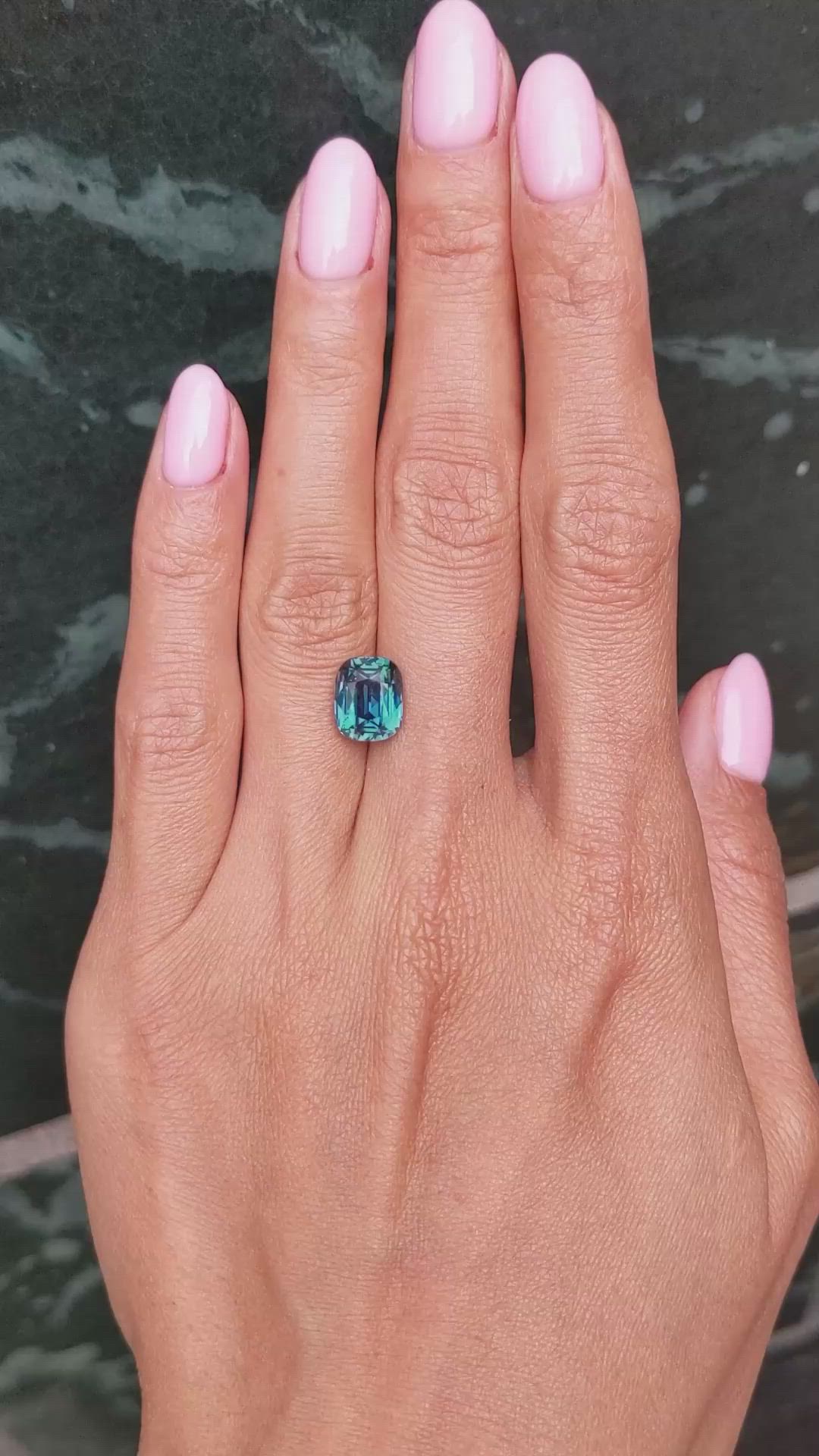 4.08 Ct. Greenish Blue Sapphire from Madagascar Size Video