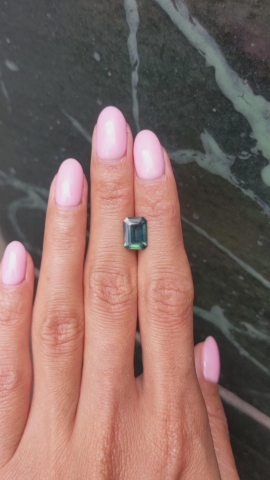 3.09 Ct. Bluish Green Sapphire from Madagascar Size Video