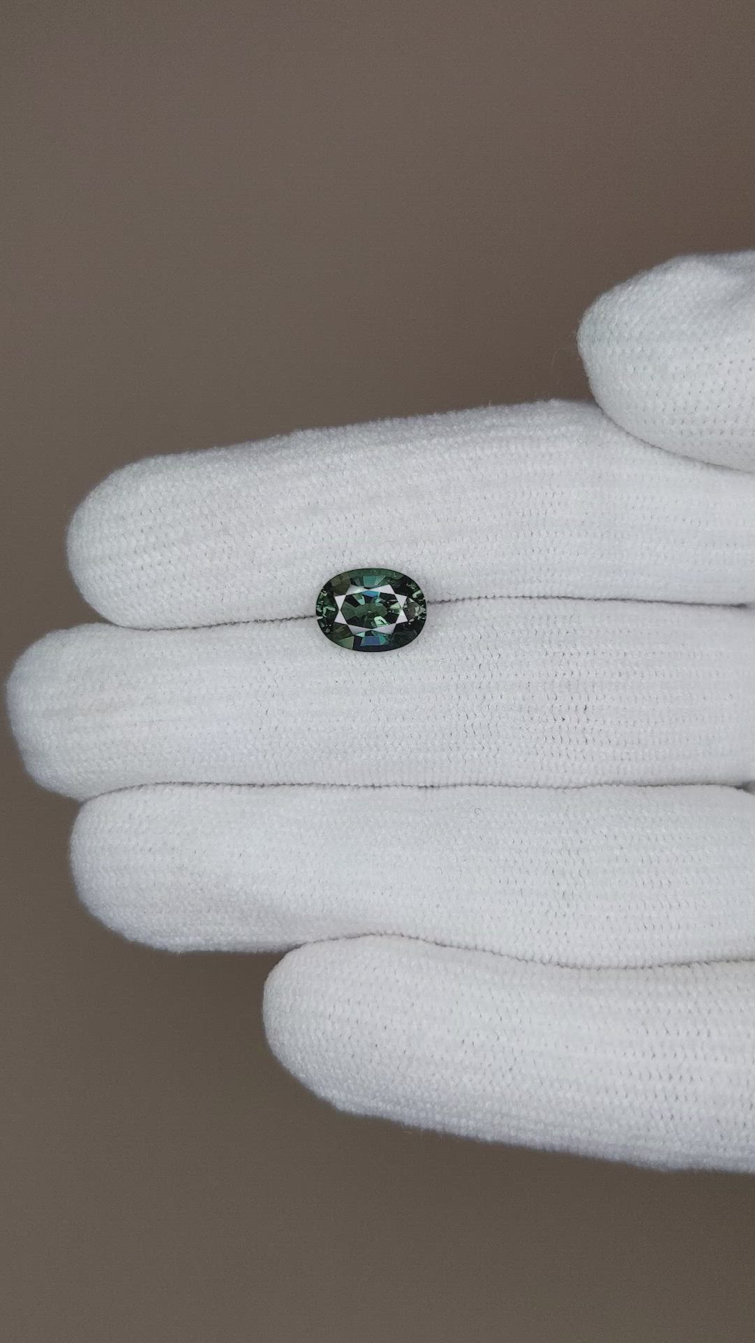 2.11 Ct. Bluish Green Sapphire from Ceylon (Sri Lanka) Size Video