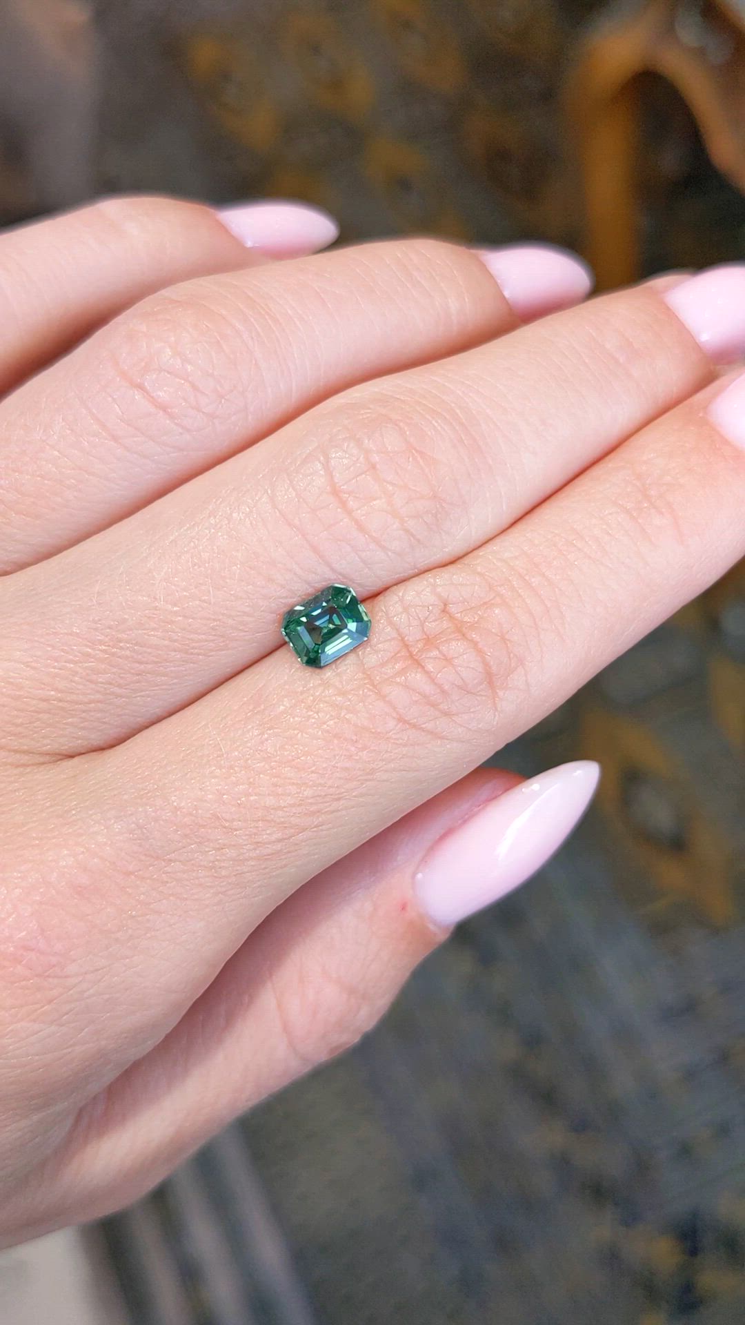 1.24 Ct. Bluish Green Sapphire from Ceylon (Sri Lanka) Size Video