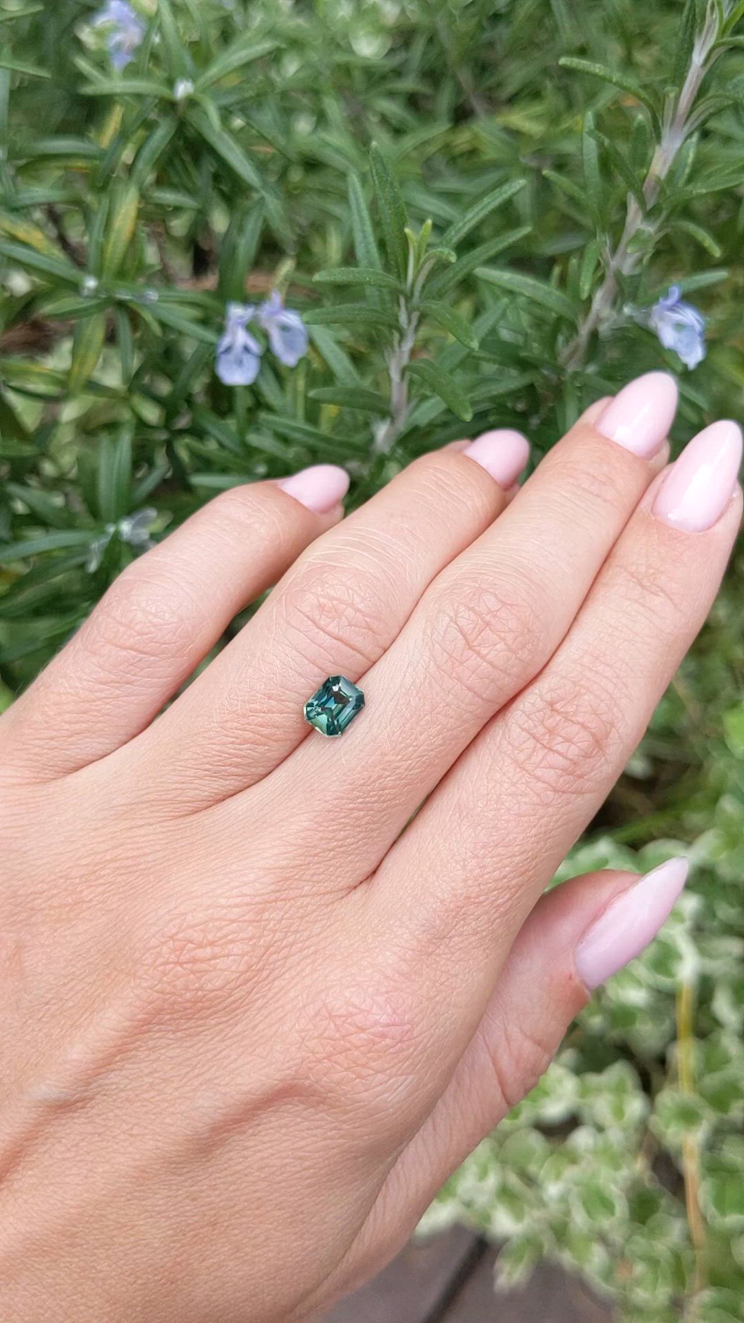 1.24 Ct. Bluish Green Sapphire from Ceylon (Sri Lanka) Size Video