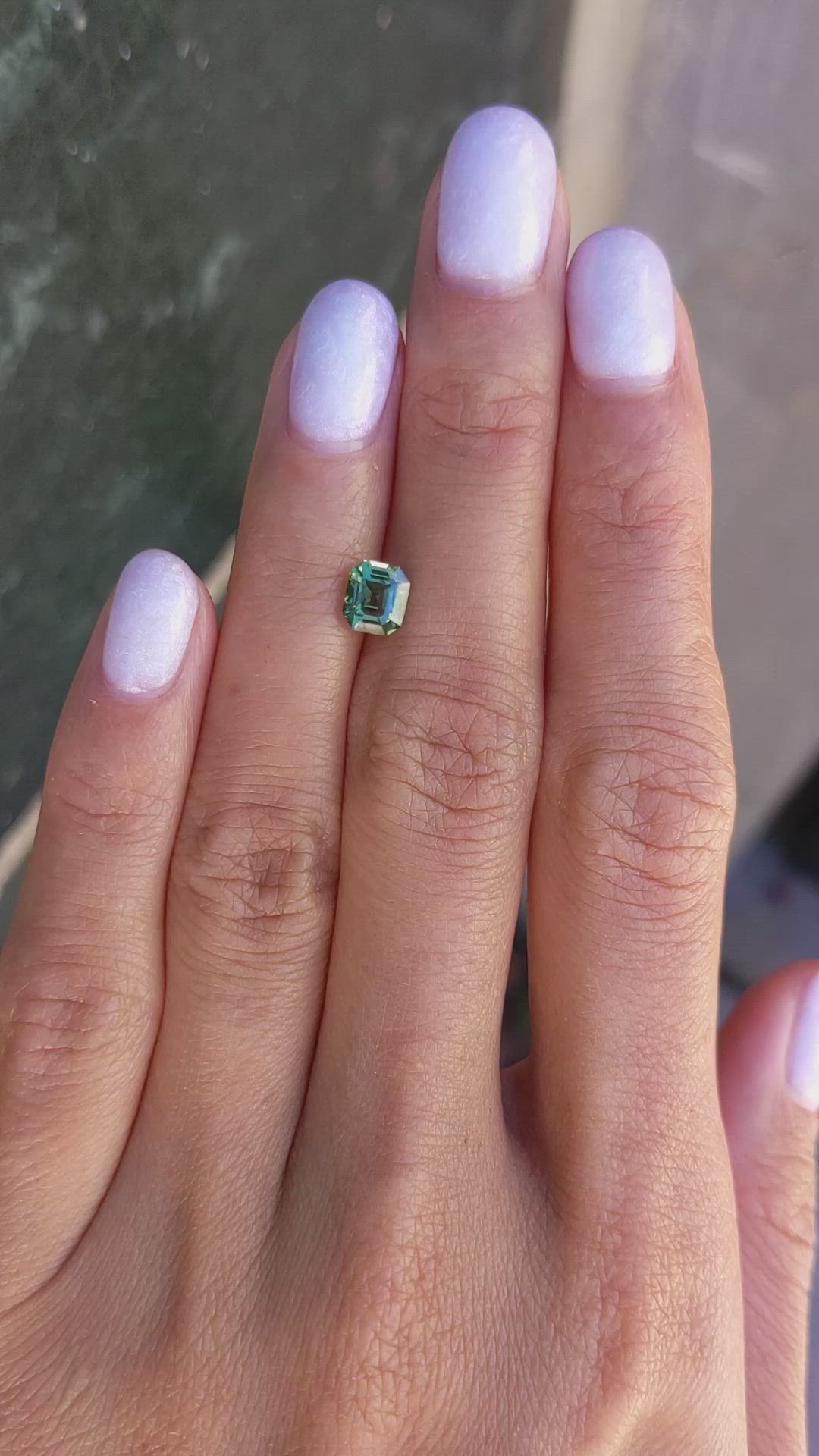 1.07 Ct. Bluish Green Sapphire from Ceylon (Sri Lanka) Size Video