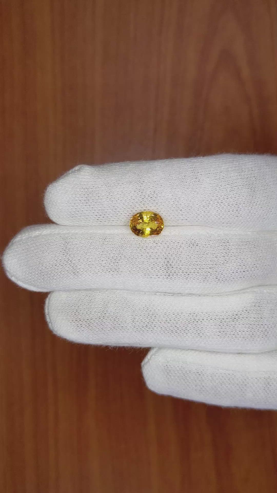 2.01 Ct. Orangish Yellow Sapphire from Ceylon (Sri Lanka) Size Video