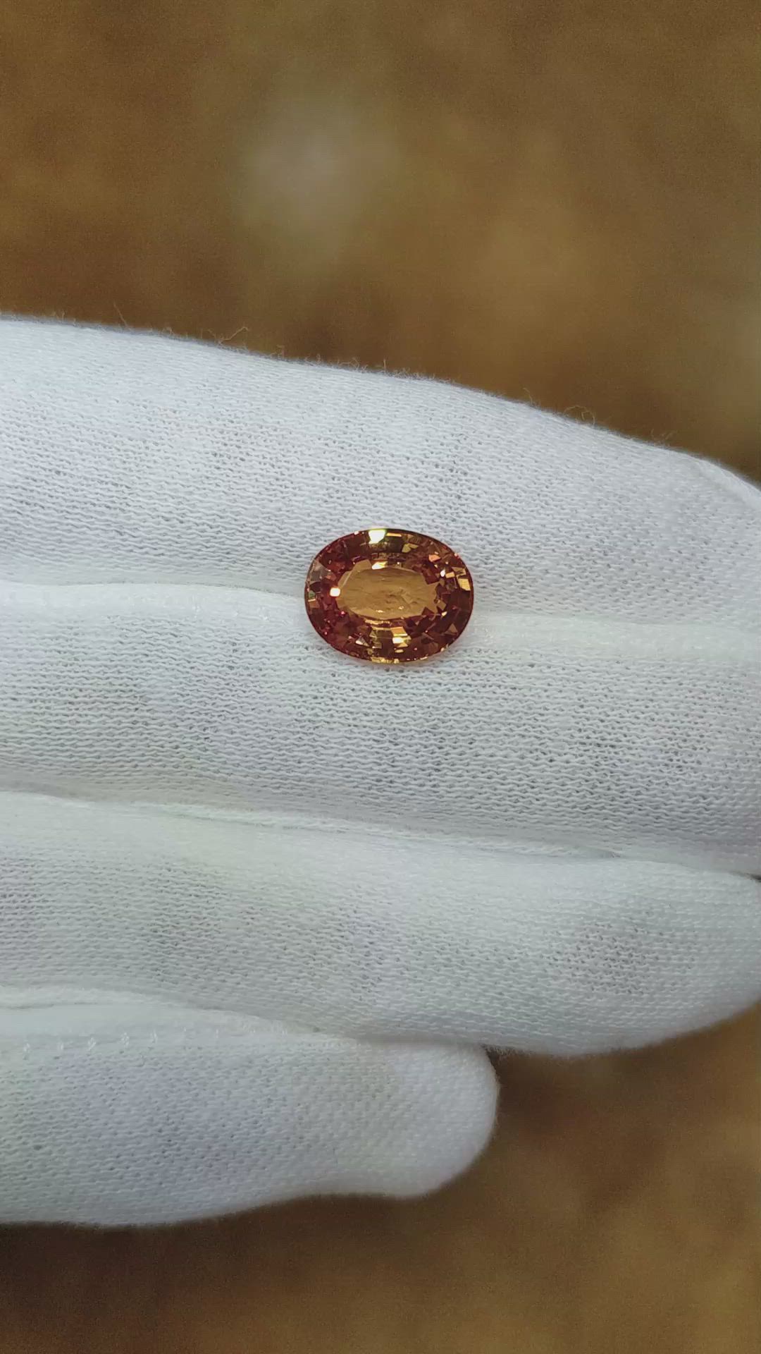 5.04 Ct. Orange Sapphire from Ceylon (Sri Lanka) Size Video