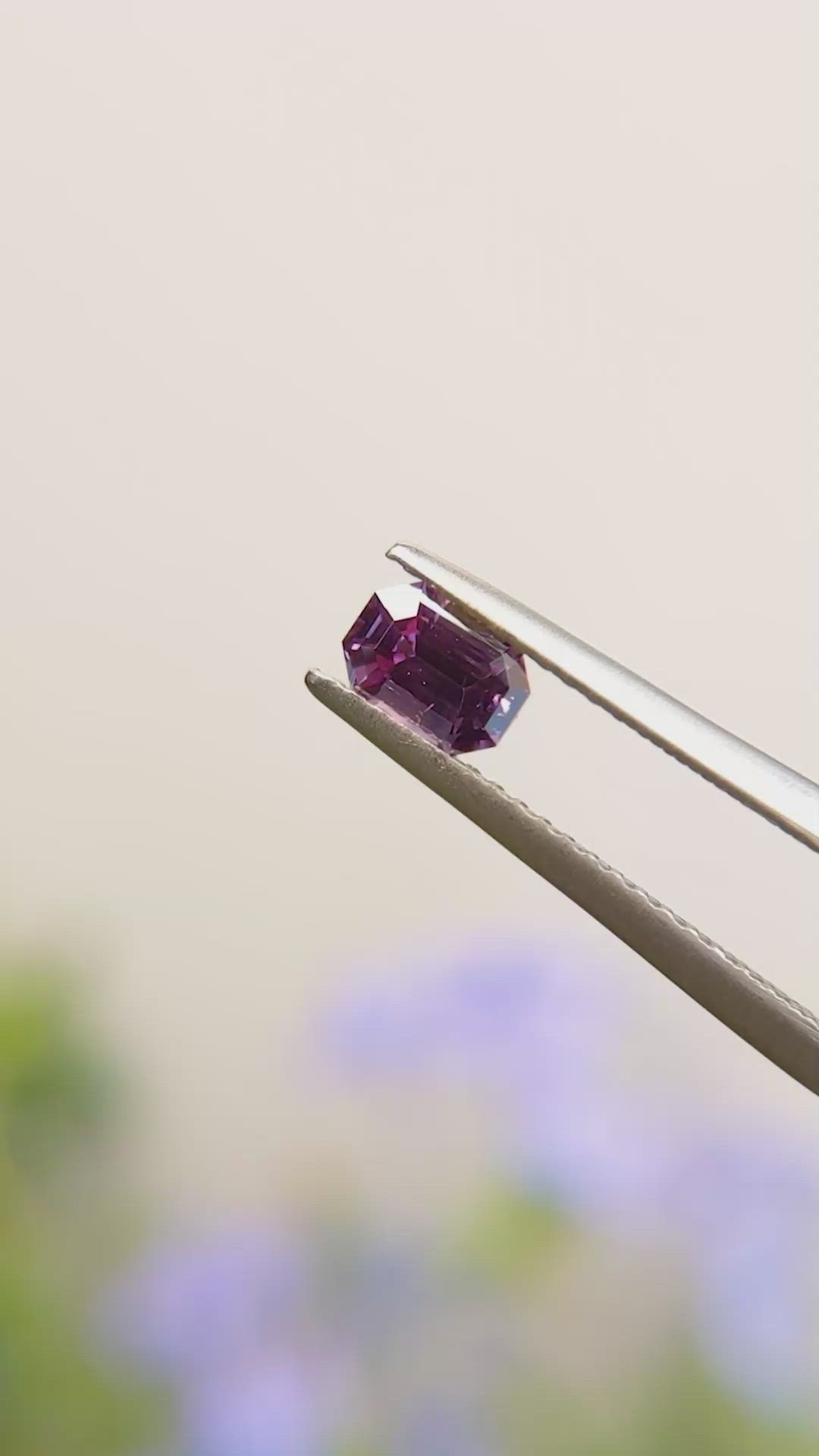 0.64 Ct. Pinkish Purple Sapphire from Ceylon (Sri Lanka) Size Video