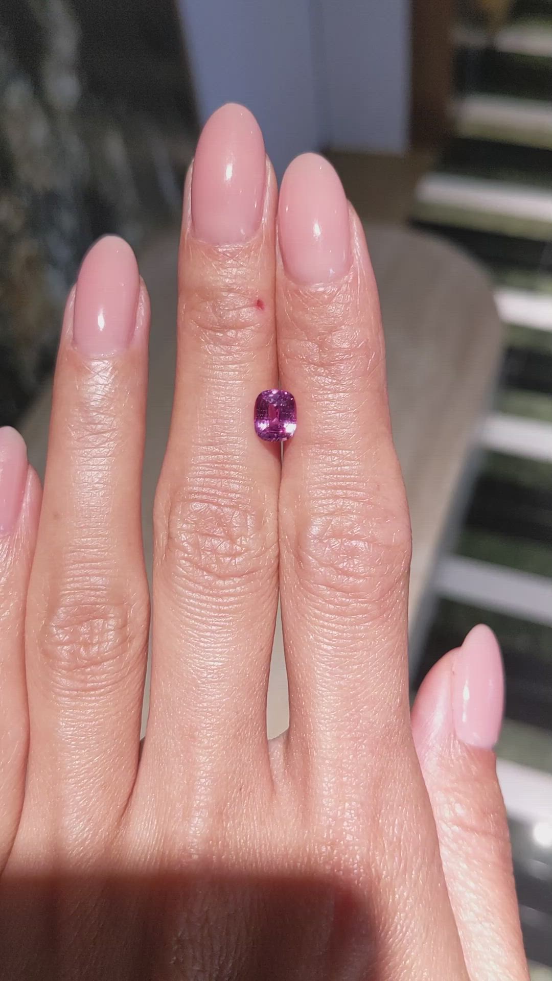 1.23 Ct. Purplish Pink Sapphire from Ceylon (Sri Lanka) Size Video