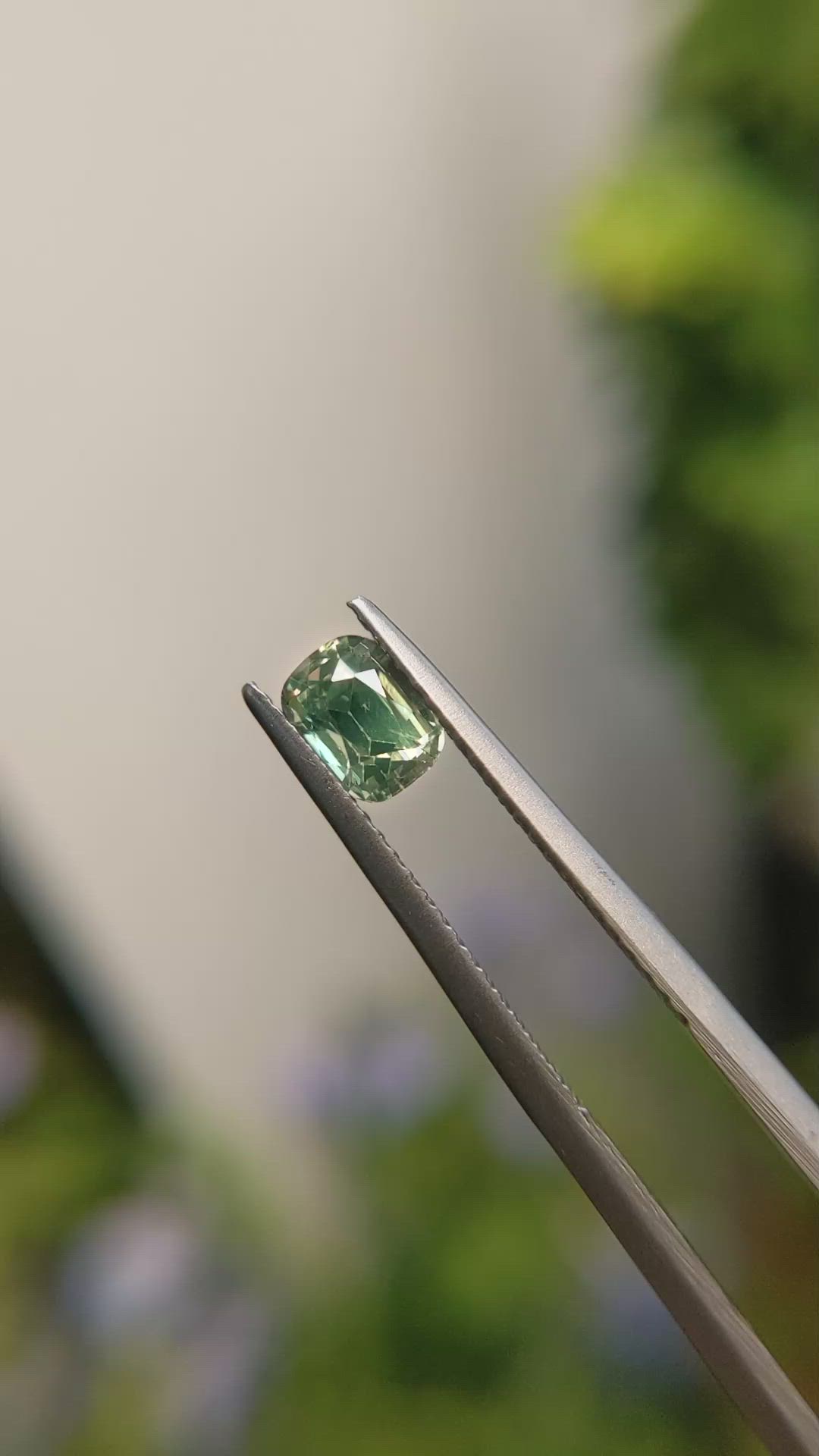 1.01 Ct. Bluish Green Sapphire from Madagascar Size Video