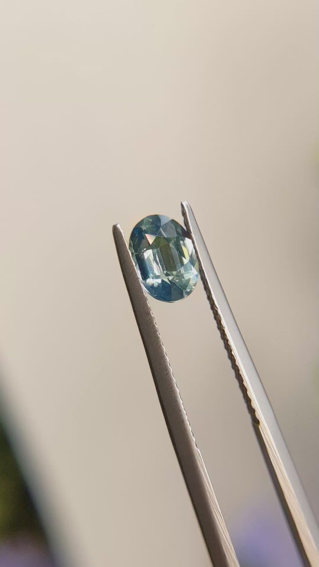 1.11 Ct. Greenish Blue Sapphire from Madagascar Size Video