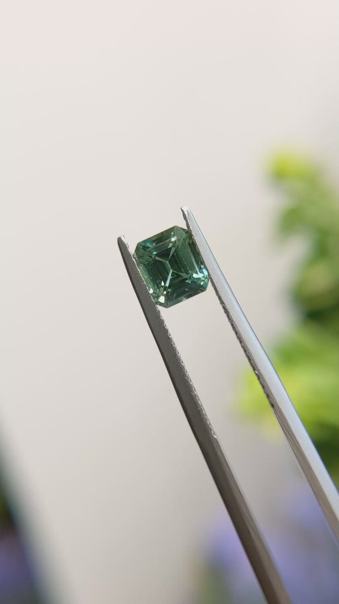 1.31 Ct. Bluish Green Sapphire from Madagascar Size Video