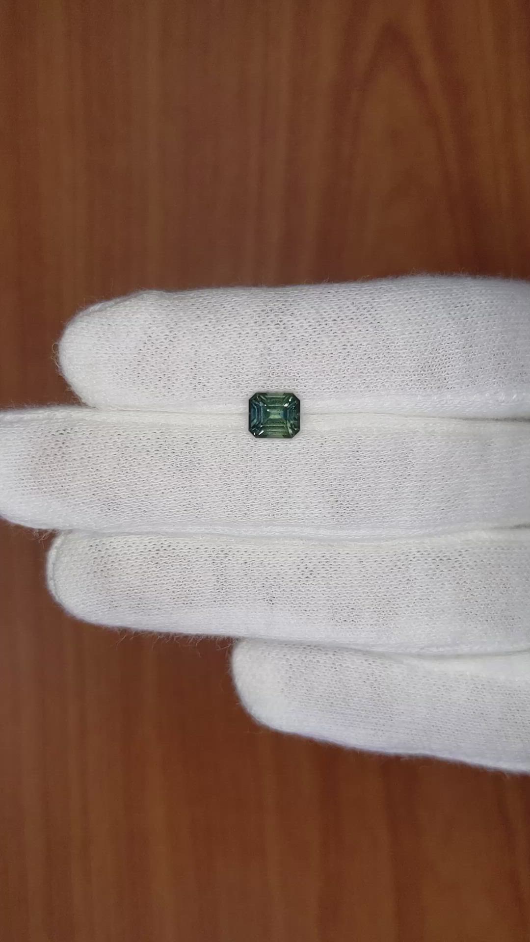 1.31 Ct. Bluish Green Sapphire from Madagascar Size Video