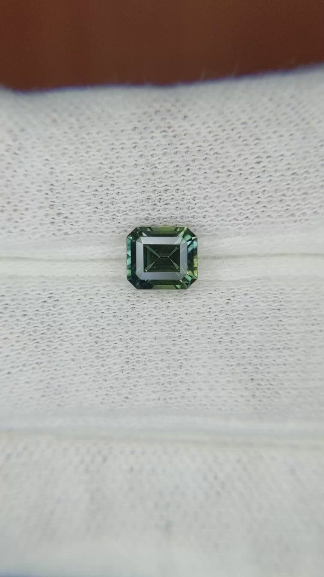 1.31 Ct. Bluish Green Sapphire from Madagascar Size Video