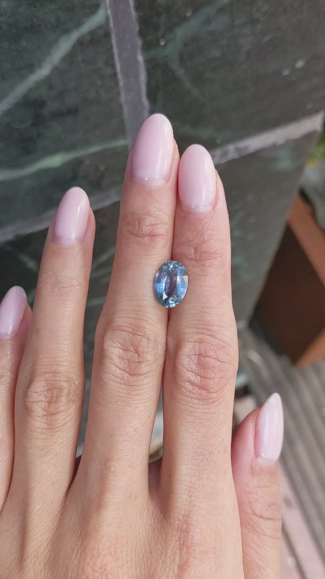 3.33 Ct. Bluish Green Sapphire from Burma (Myanmar) Size Video