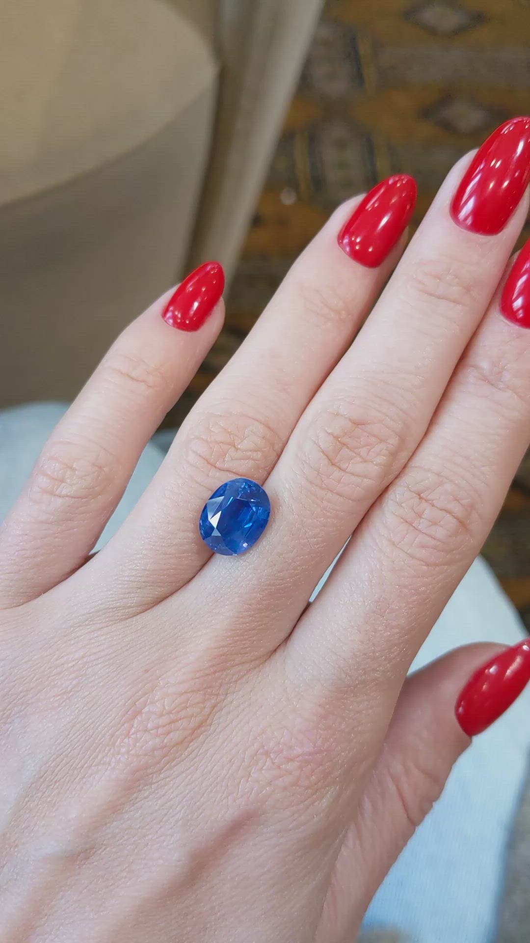5.82 Ct. Blue Sapphire from Ceylon (Sri Lanka) Size Video