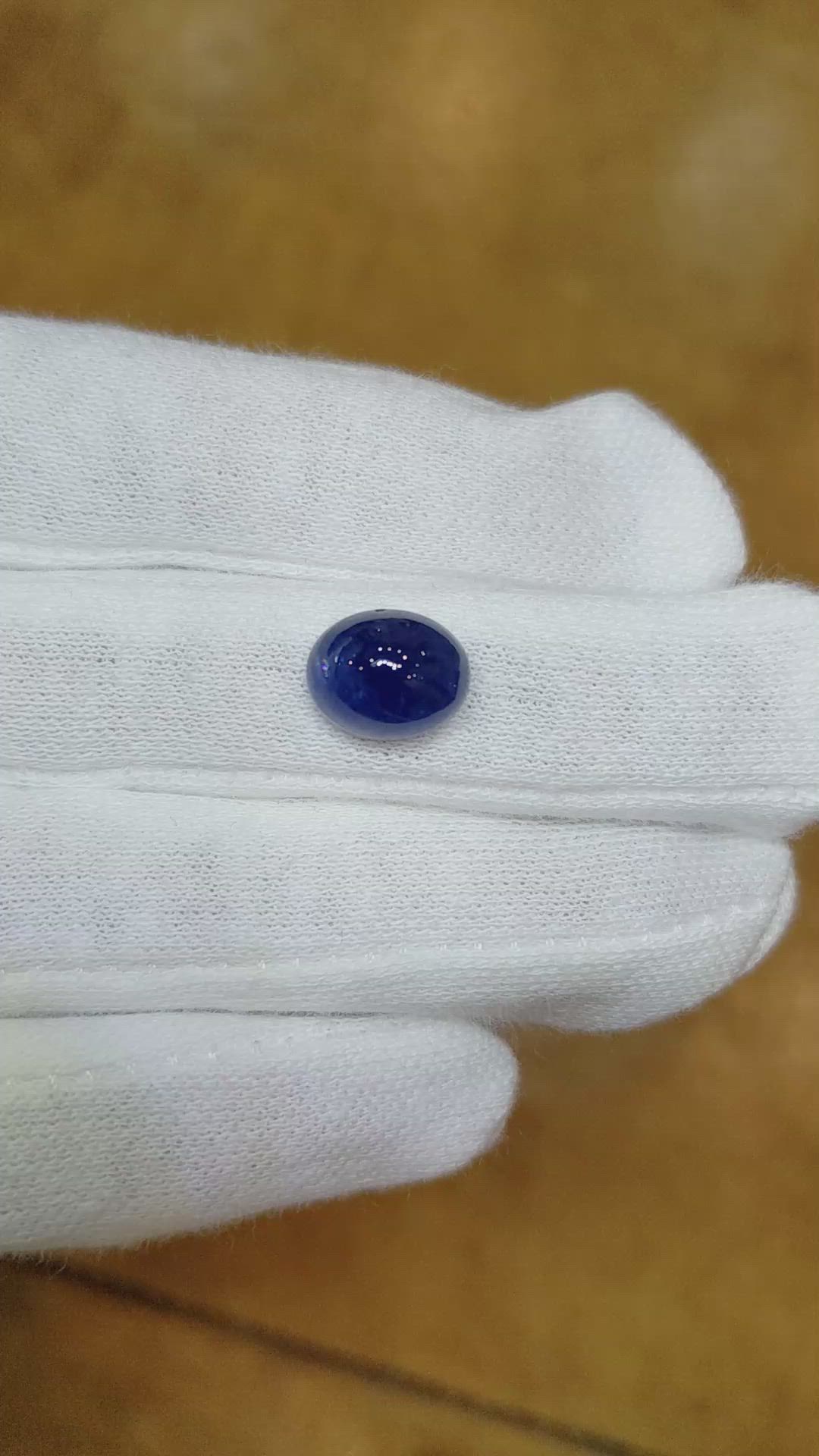 6.11 Ct. Blue Cabochon Sapphire from Ceylon (Sri Lanka) Size Video