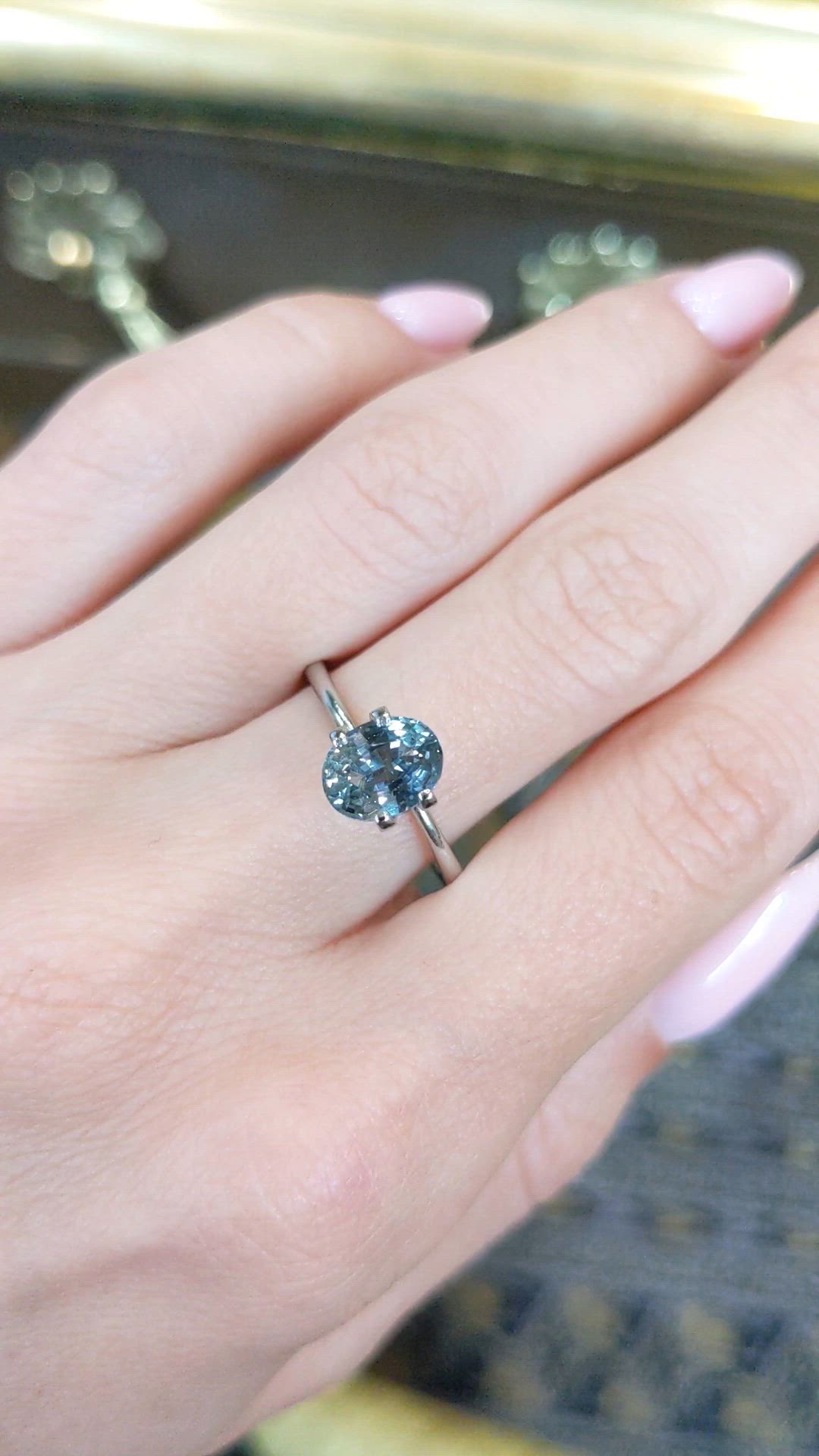 1.56 Ct. Greenish Blue Sapphire from Ceylon (Sri Lanka) Size Video