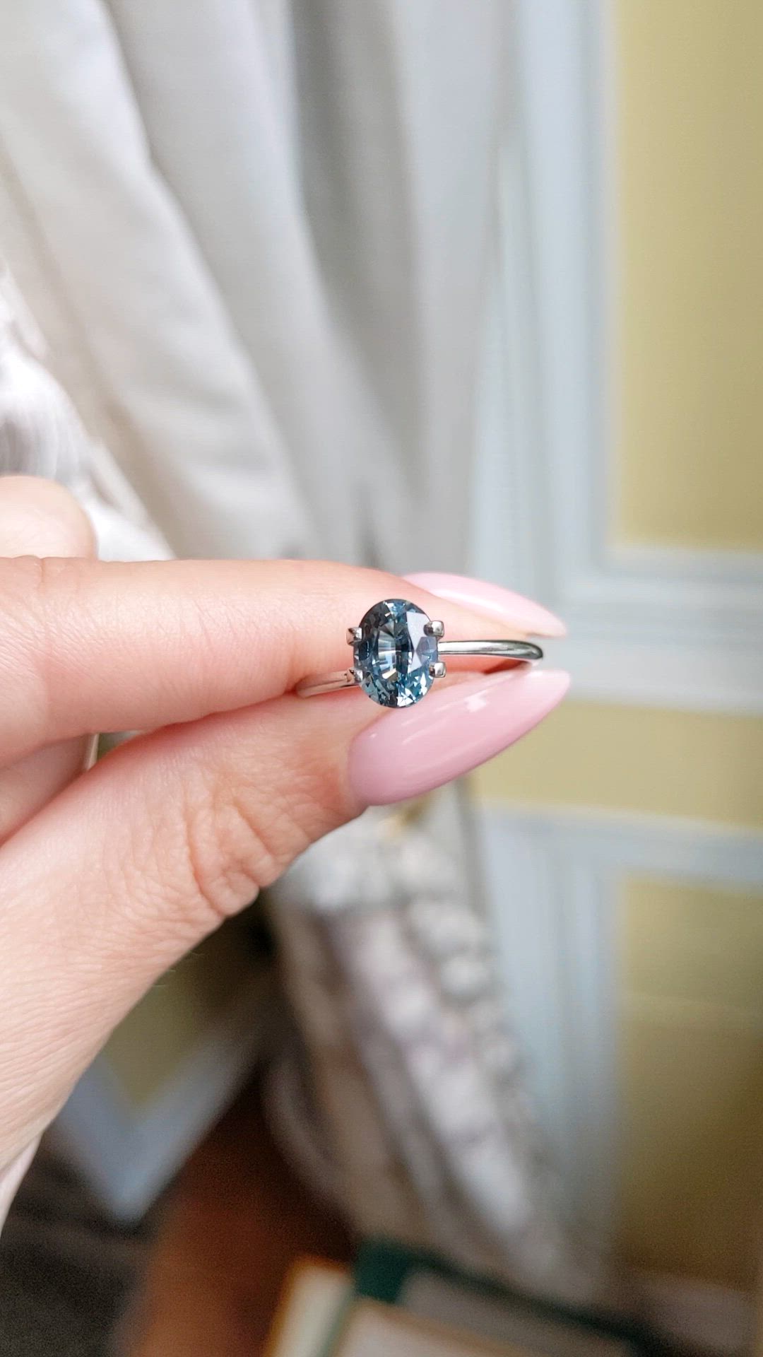 1.56 Ct. Greenish Blue Sapphire from Ceylon (Sri Lanka) Size Video