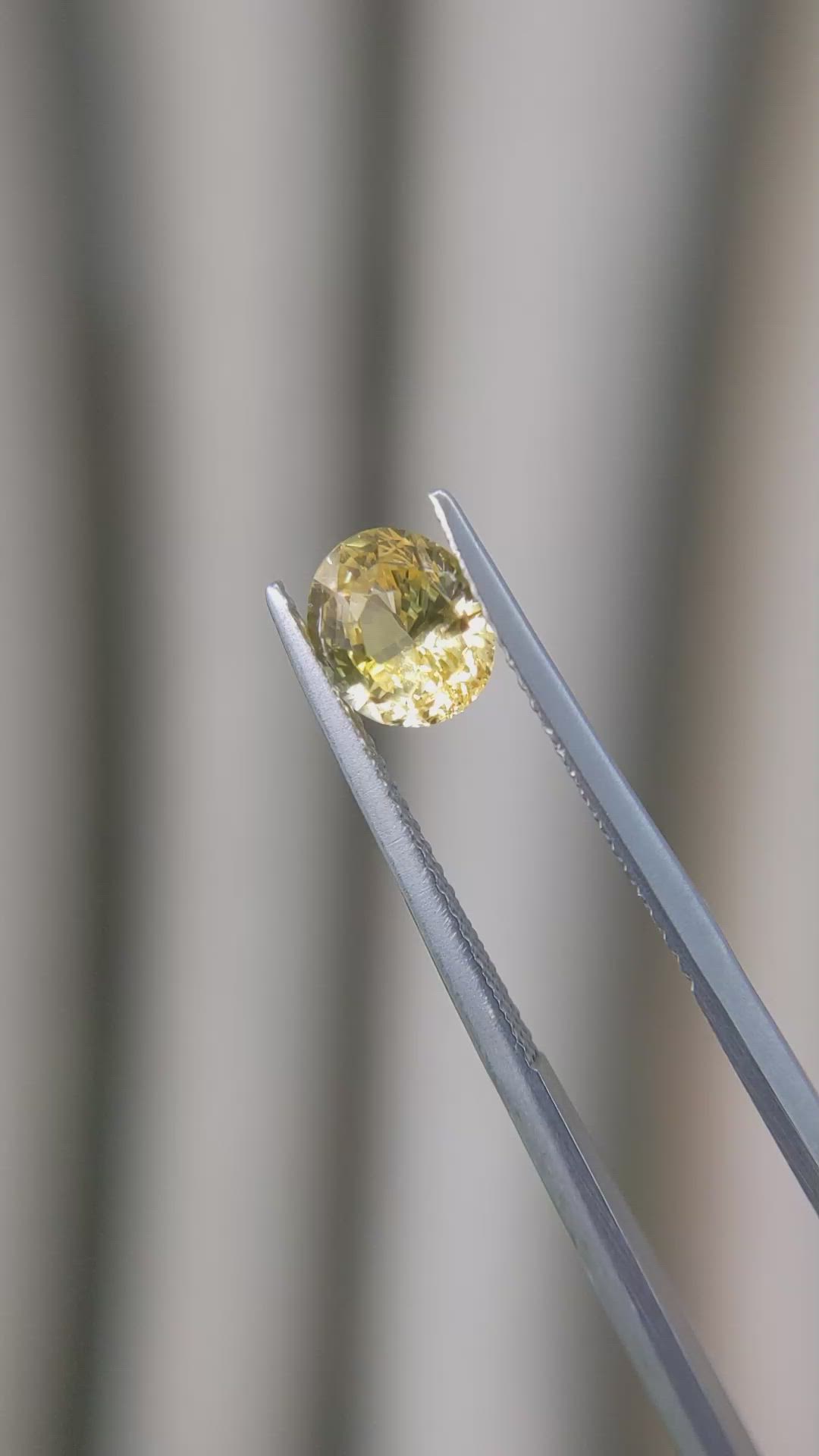 1.90 Ct. Yellow Sapphire from Ceylon (Sri Lanka) Size Video