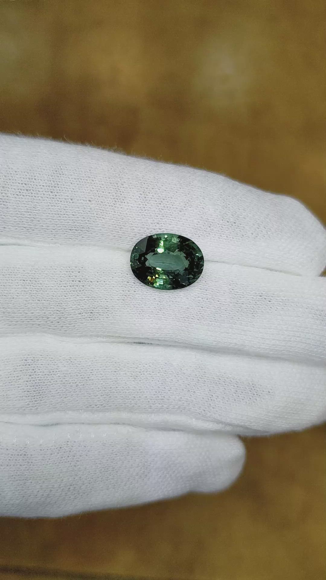 5.53 Ct. Bluish Green Sapphire from Madagascar Size Video