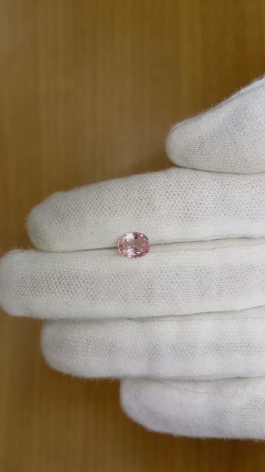 1.20 Ct. Peach Sapphire from Ceylon (Sri Lanka) Size Video