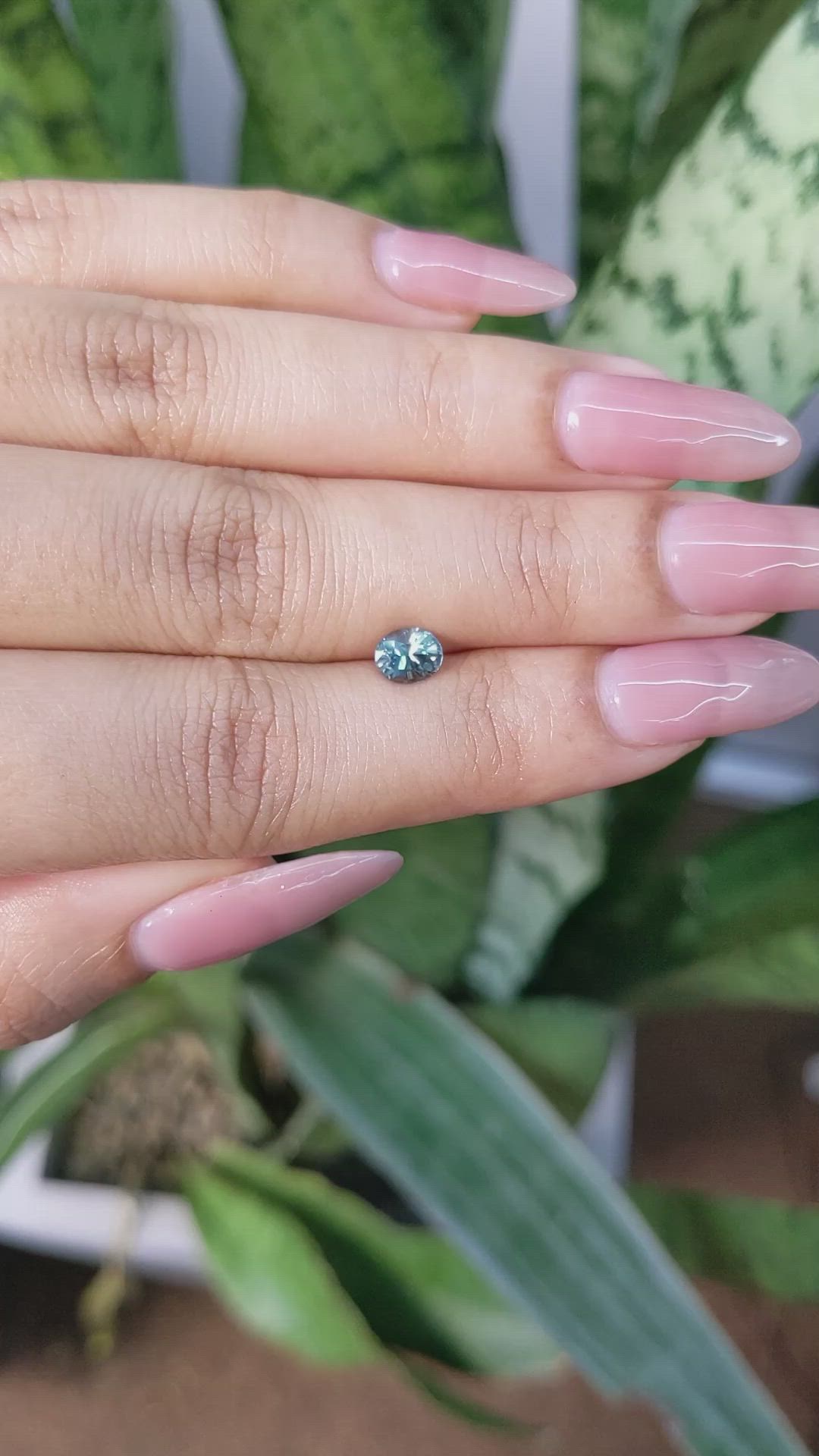 0.68 Ct. Bluish Green Sapphire from Madagascar Size Video