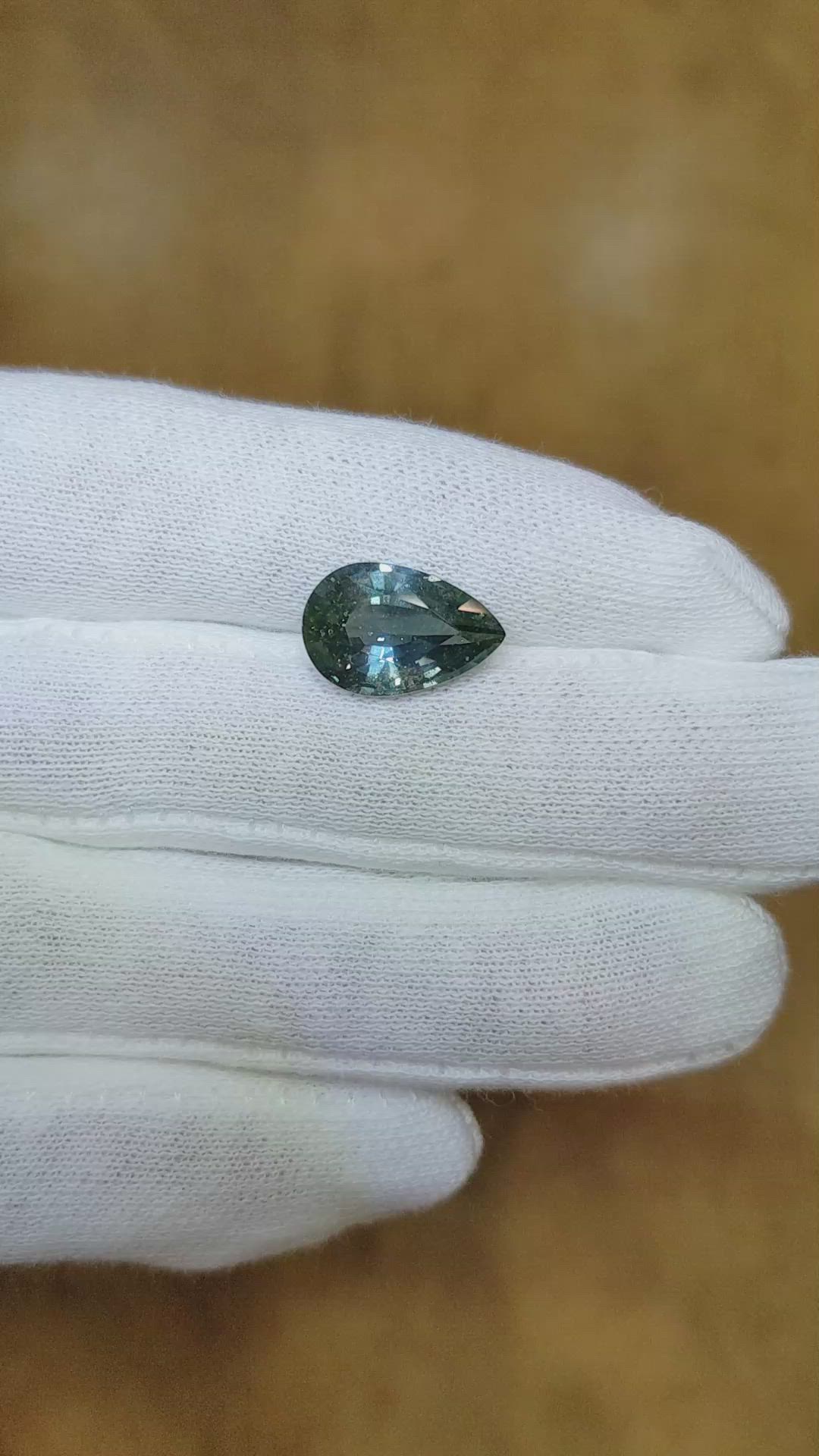 5.04 Ct. Bluish Green Sapphire from Madagascar Size Video