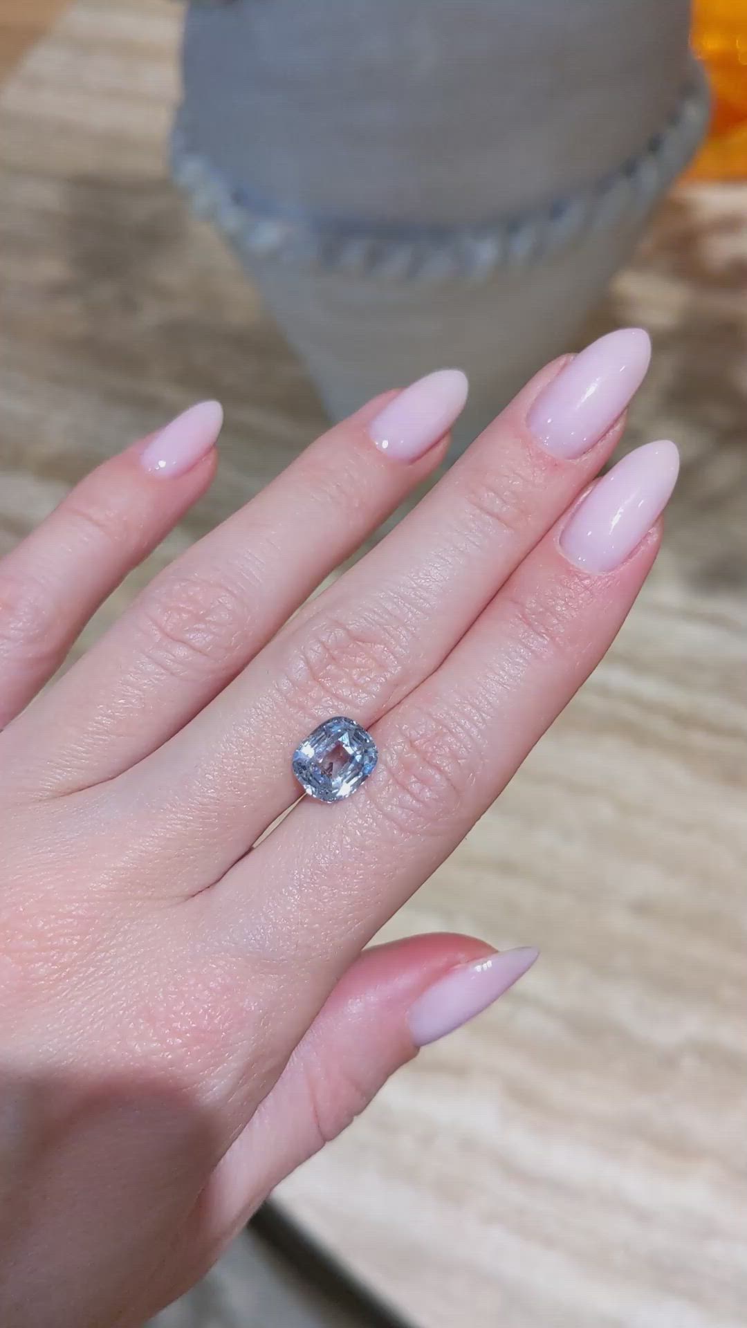 3.60 Ct. Bluish Grey Sapphire from Madagascar Size Video