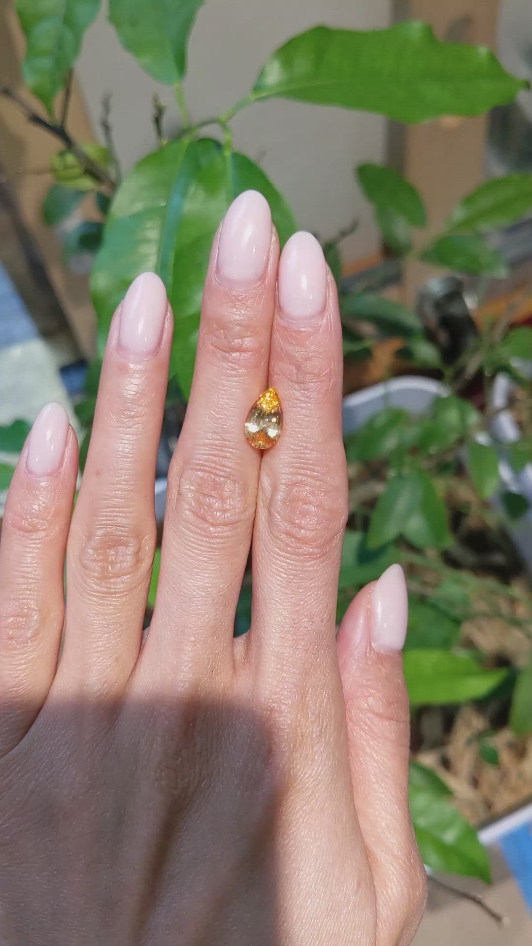 2.62 Ct. Orangish Yellow Sapphire from Ceylon (Sri Lanka) Size Video