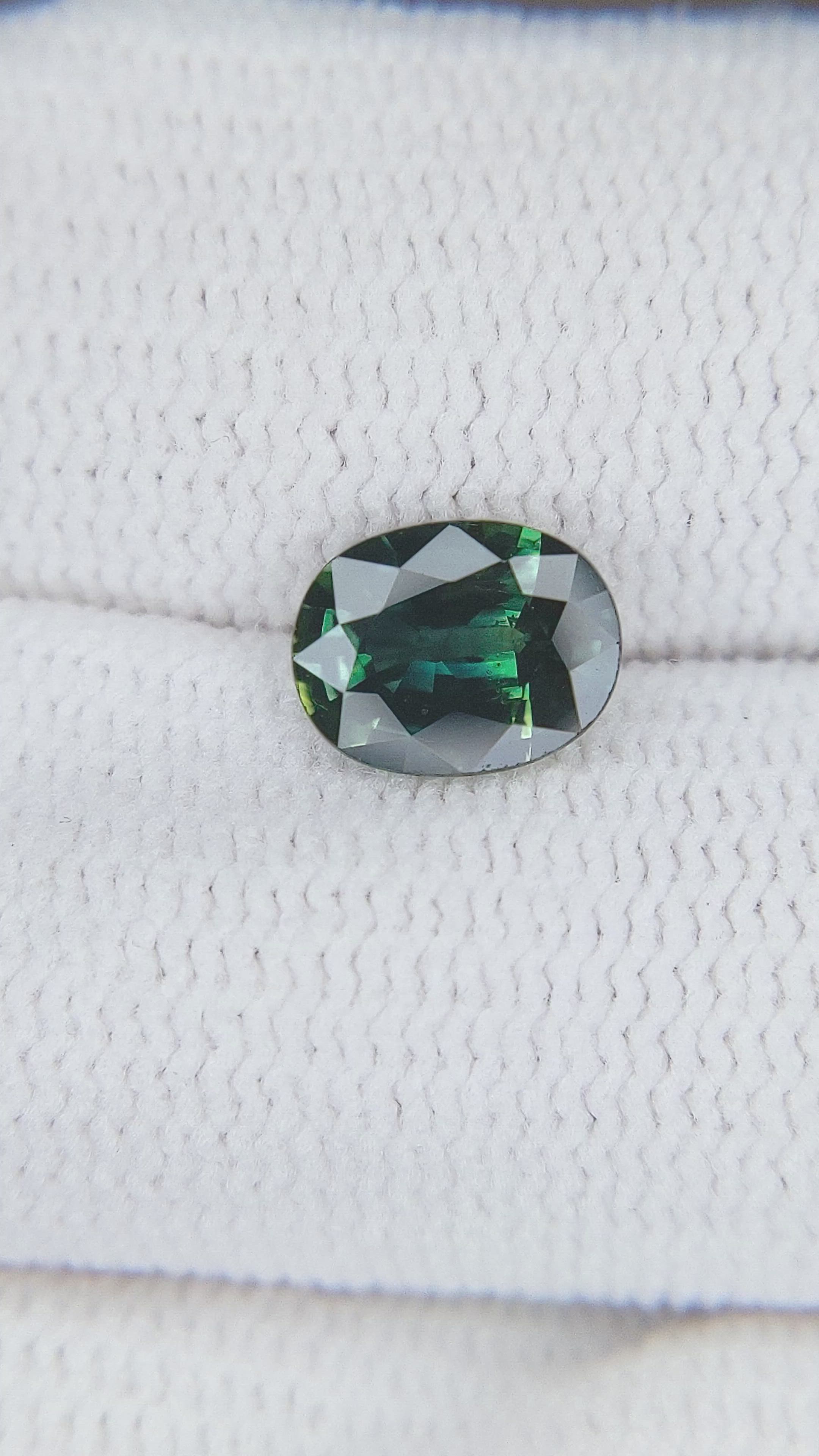 0.95 Ct. Bluish Green Sapphire from Madagascar Size Video
