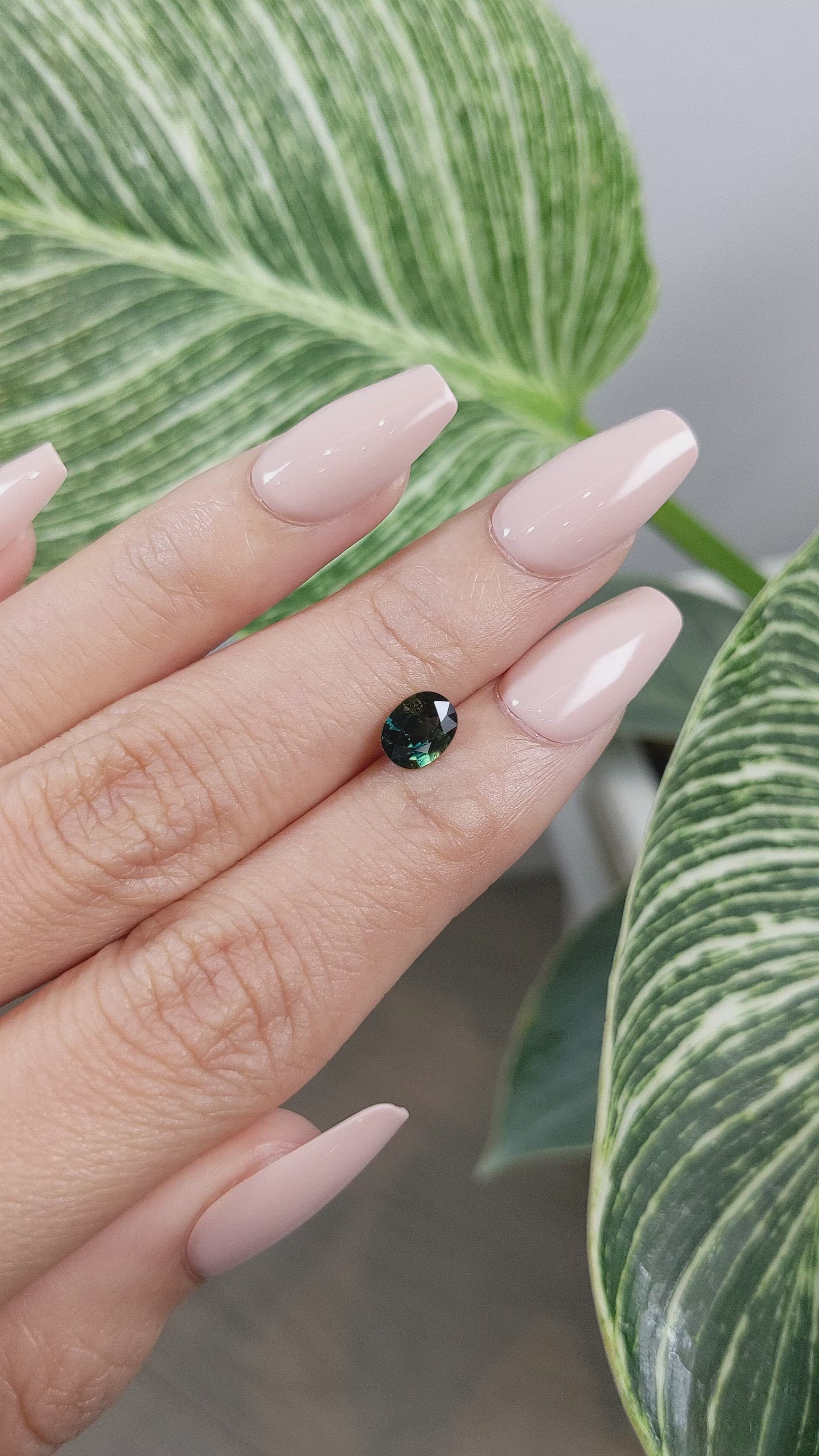 0.95 Ct. Bluish Green Sapphire from Madagascar Size Video