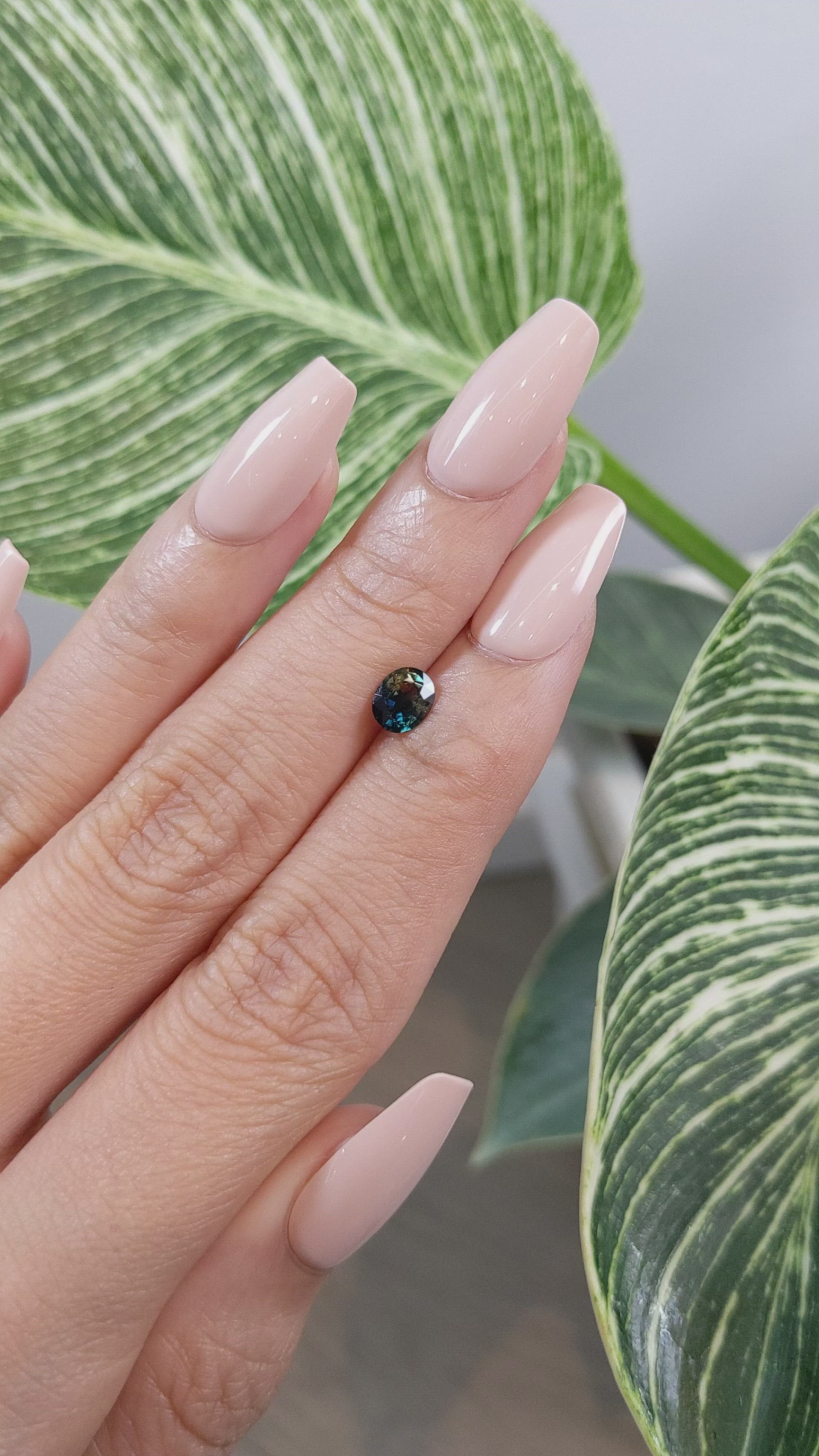 0.77 Ct. Bluish Green Sapphire from Madagascar Size Video