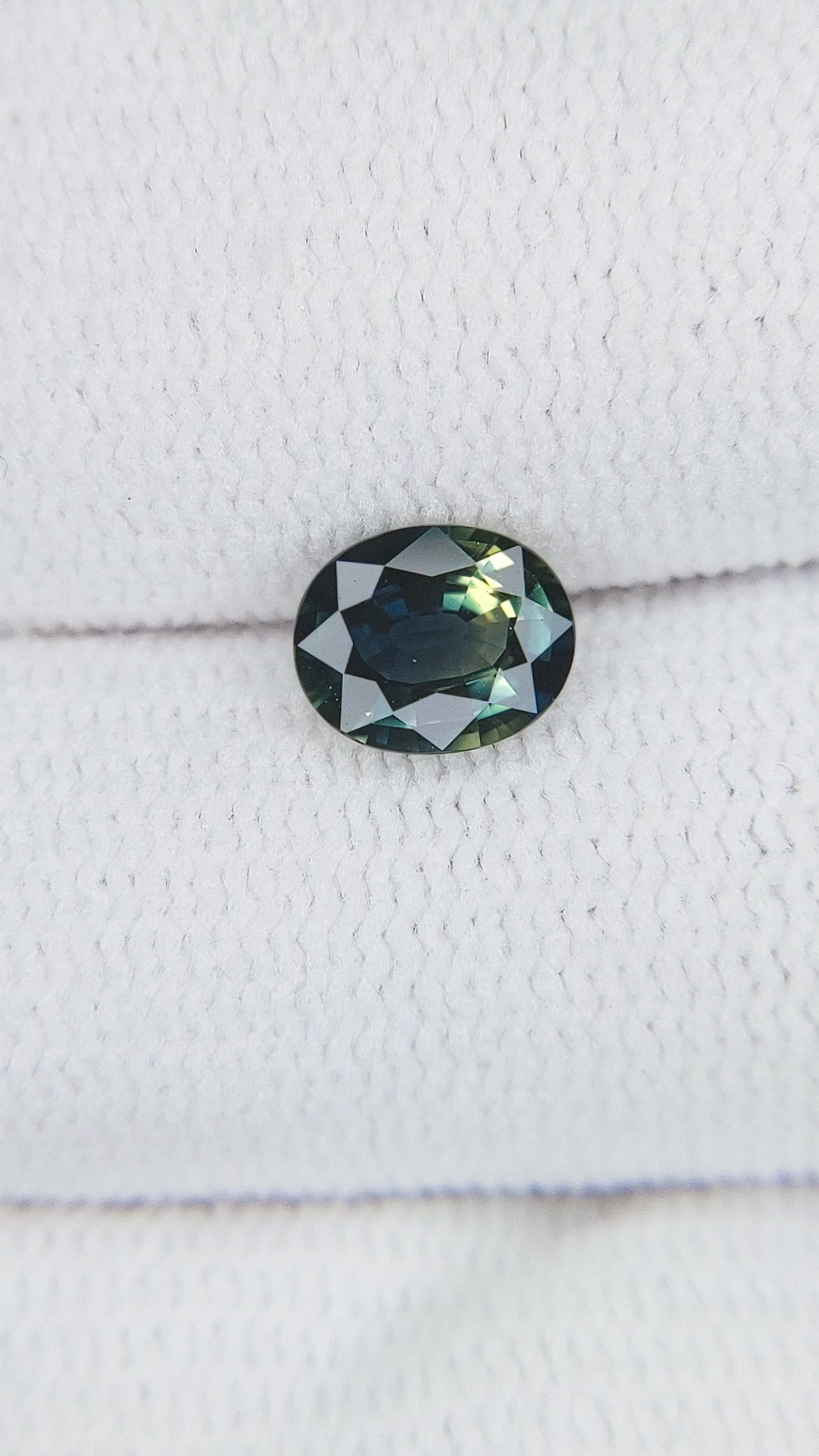 0.77 Ct. Bluish Green Sapphire from Madagascar Size Video