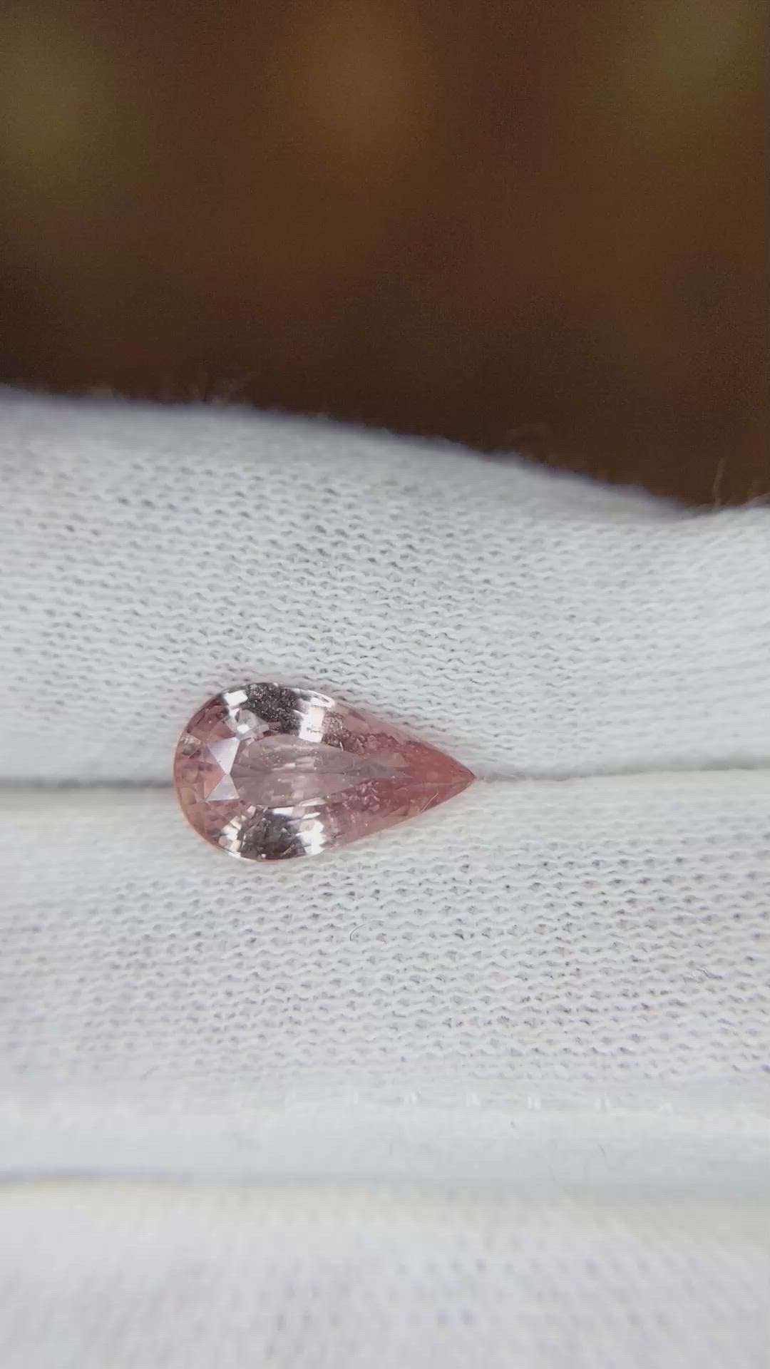 2.58 Ct. Peach Sapphire from Ceylon (Sri Lanka) Size Video