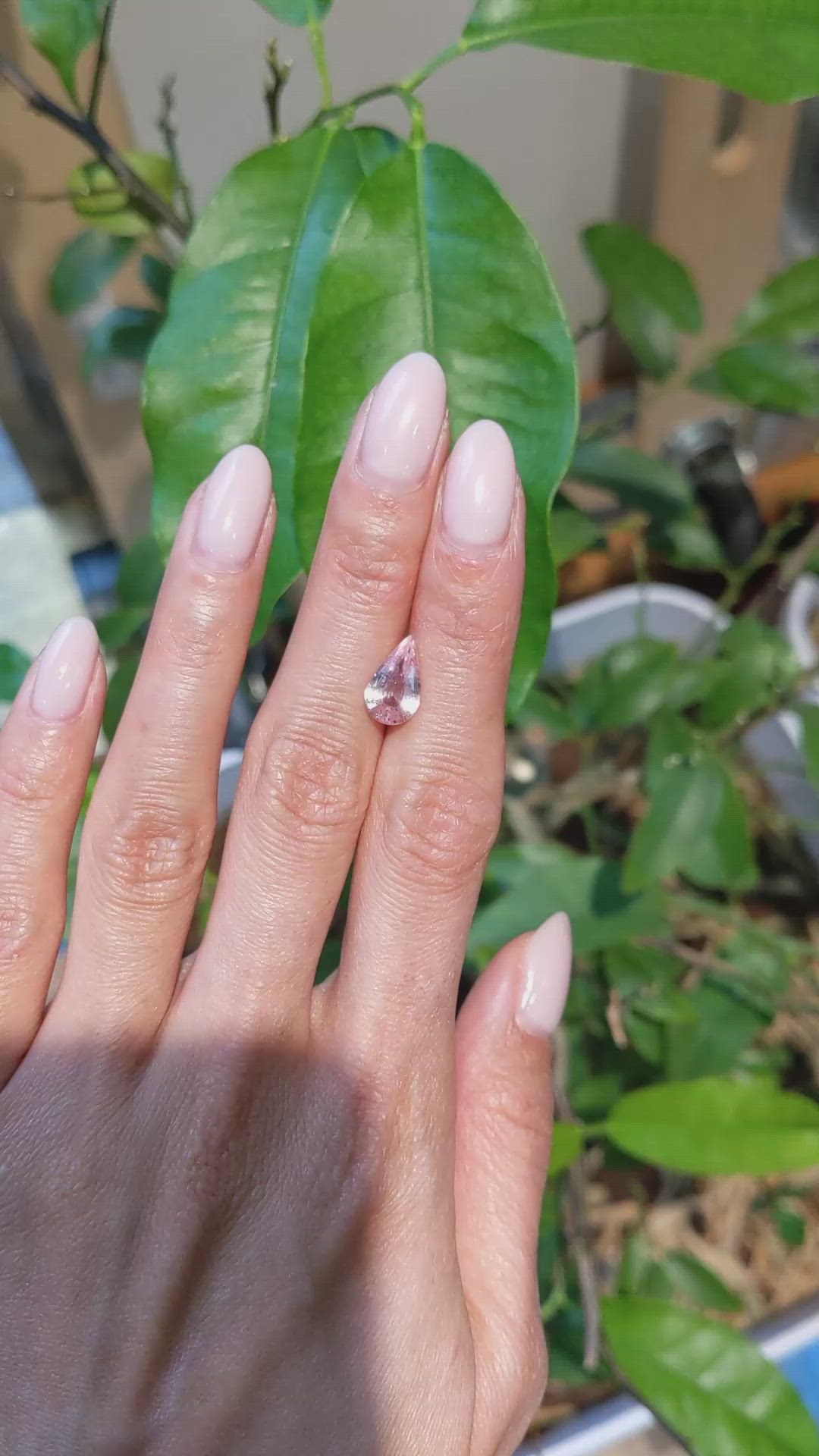 2.58 Ct. Peach Sapphire from Ceylon (Sri Lanka) Size Video