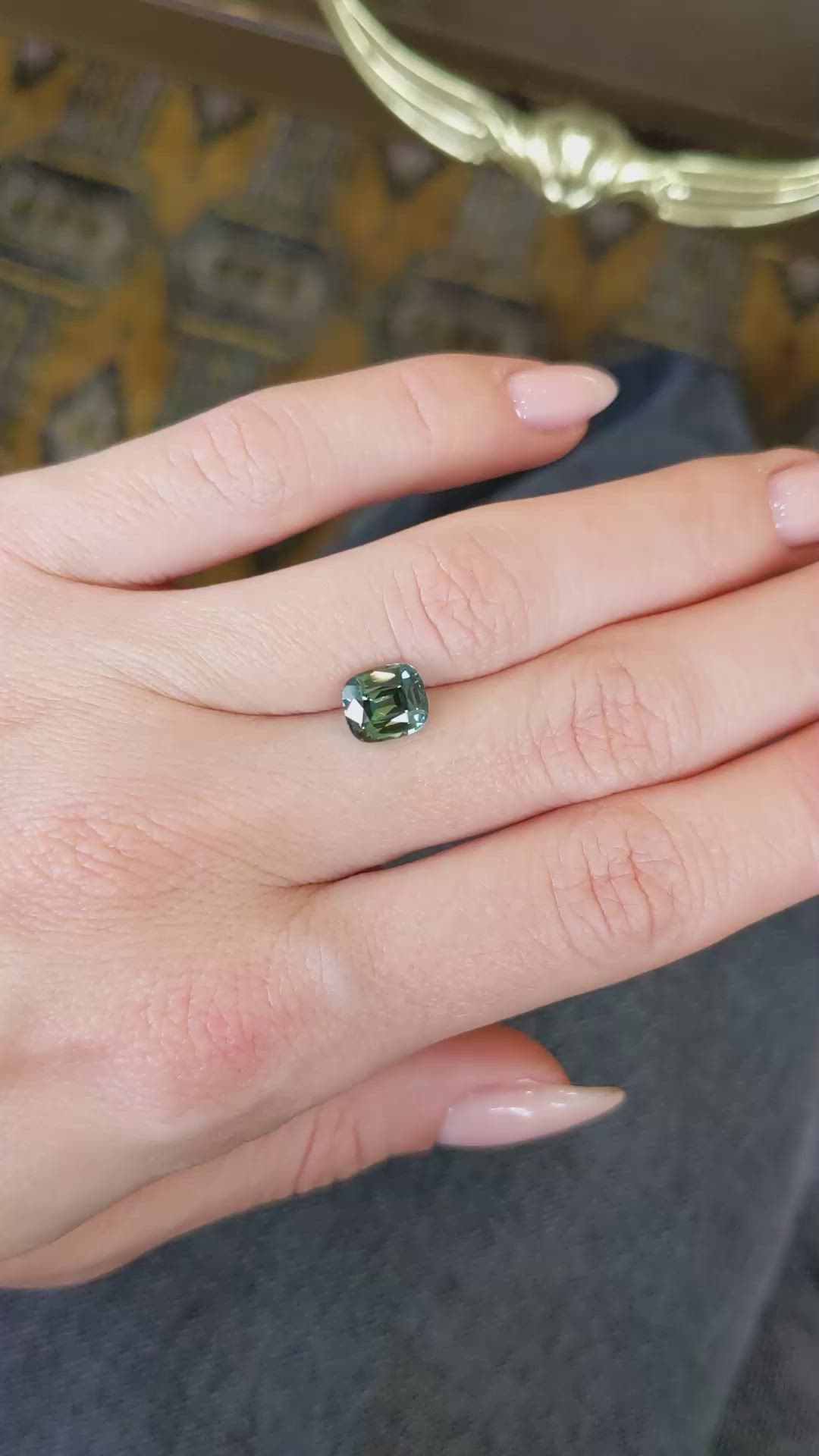 2.19 Ct. Green Sapphire from Ceylon (Sri Lanka) Size Video