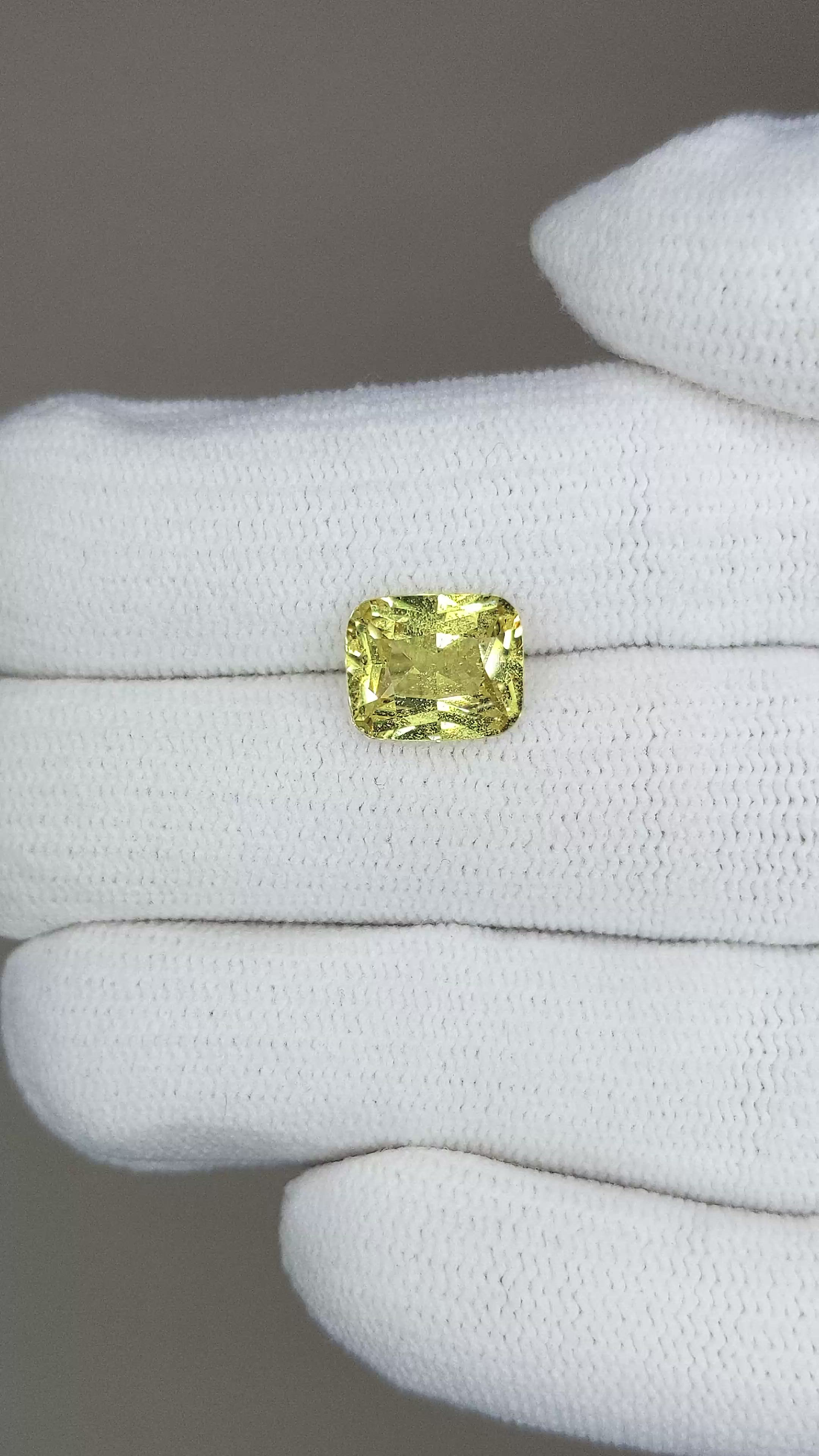 2.67 Ct. Greenish Yellow Sapphire from Ceylon (Sri Lanka) Size Video