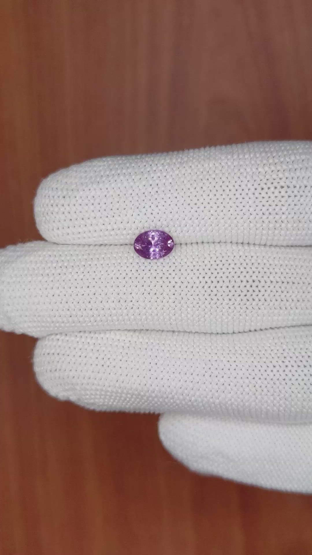 0.82 Ct. Pinkish Purple Sapphire from Ceylon (Sri Lanka) Size Video