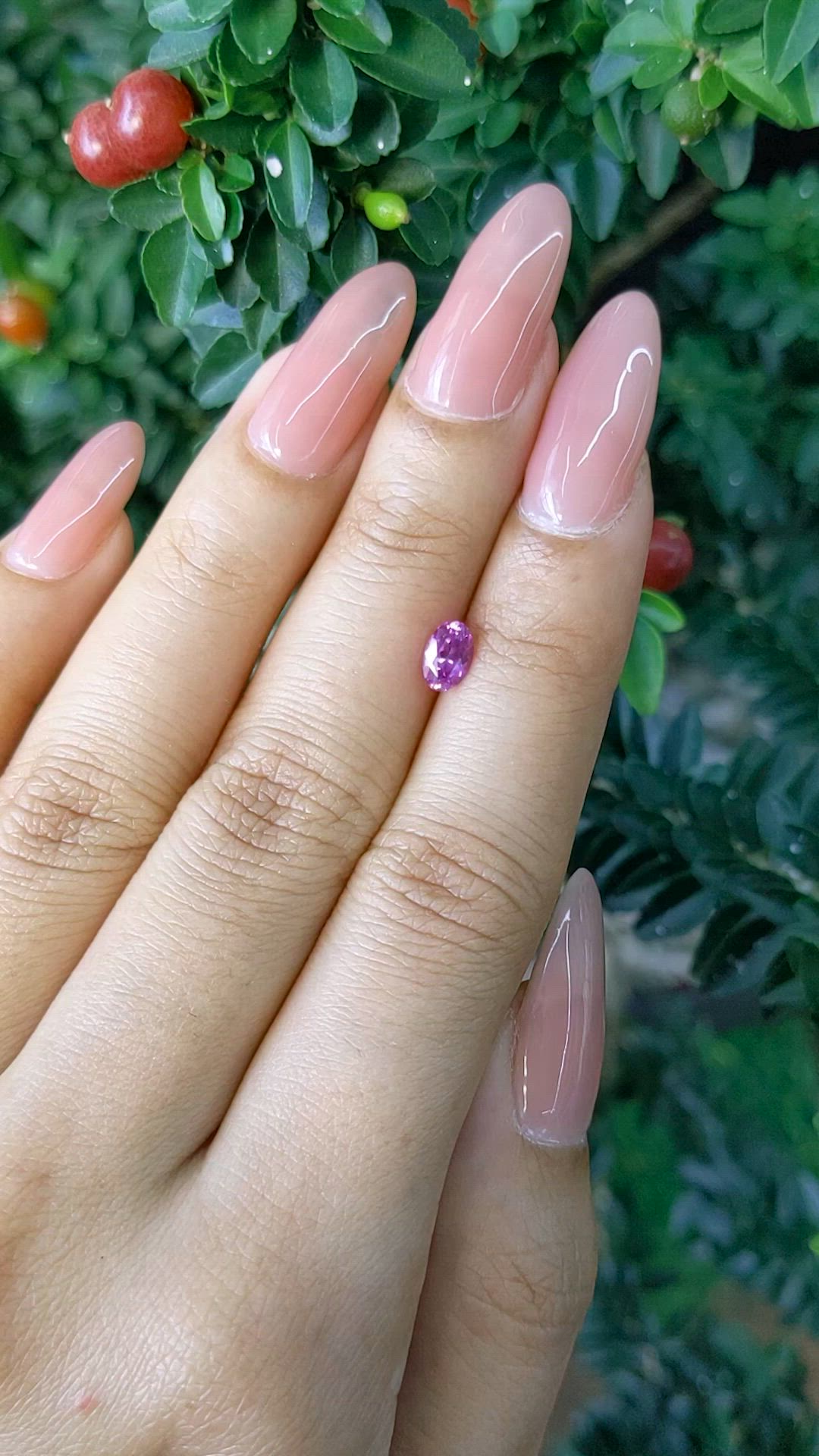 0.55 Ct. Pinkish Purple Sapphire from Ceylon (Sri Lanka) Size Video