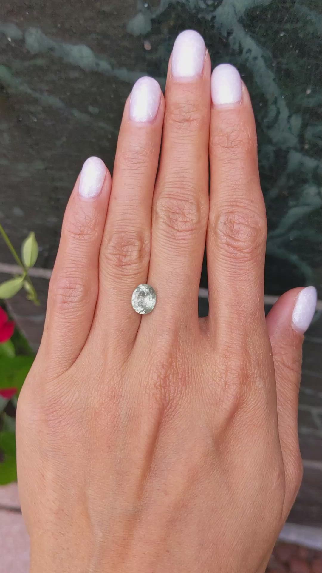 1.87 Ct. Yellowish Green Sapphire from Montana Size Video