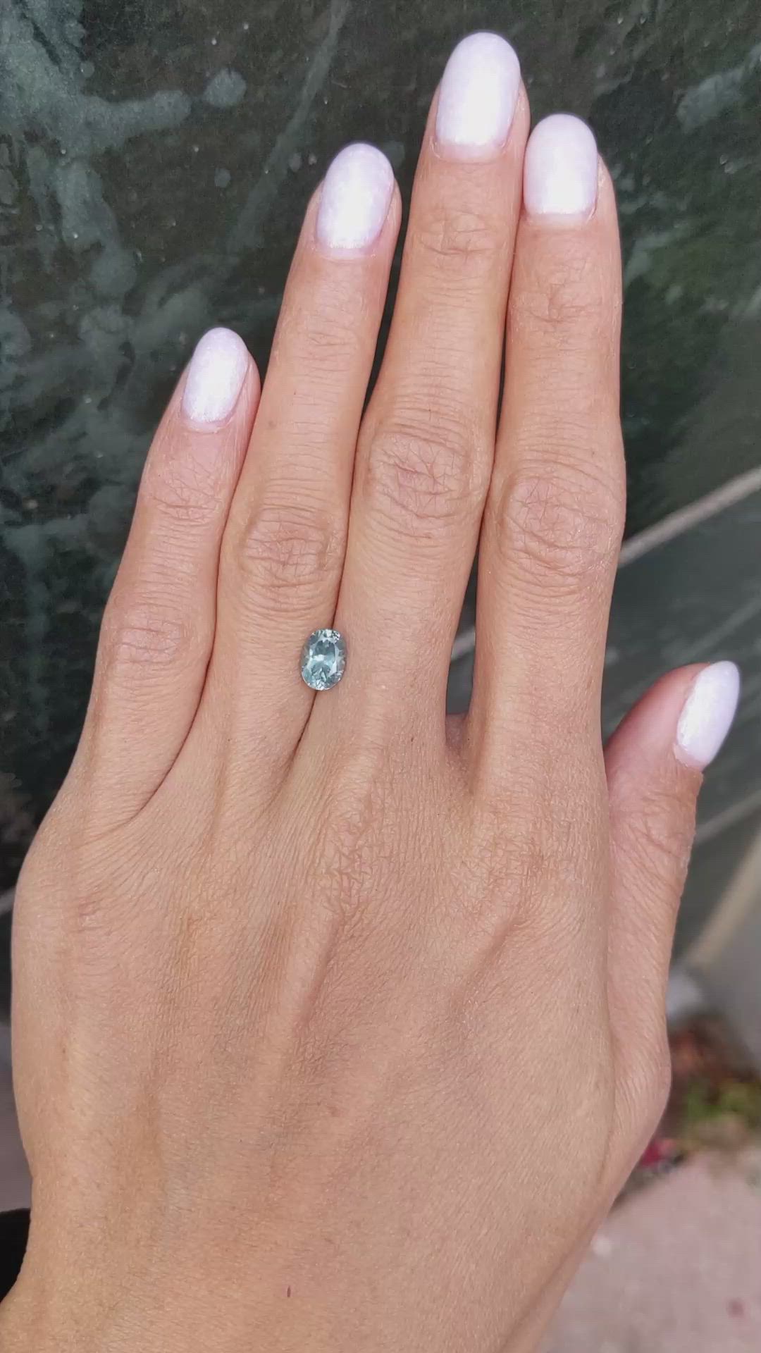 1.38 Ct. Bluish Green Sapphire from Montana Size Video