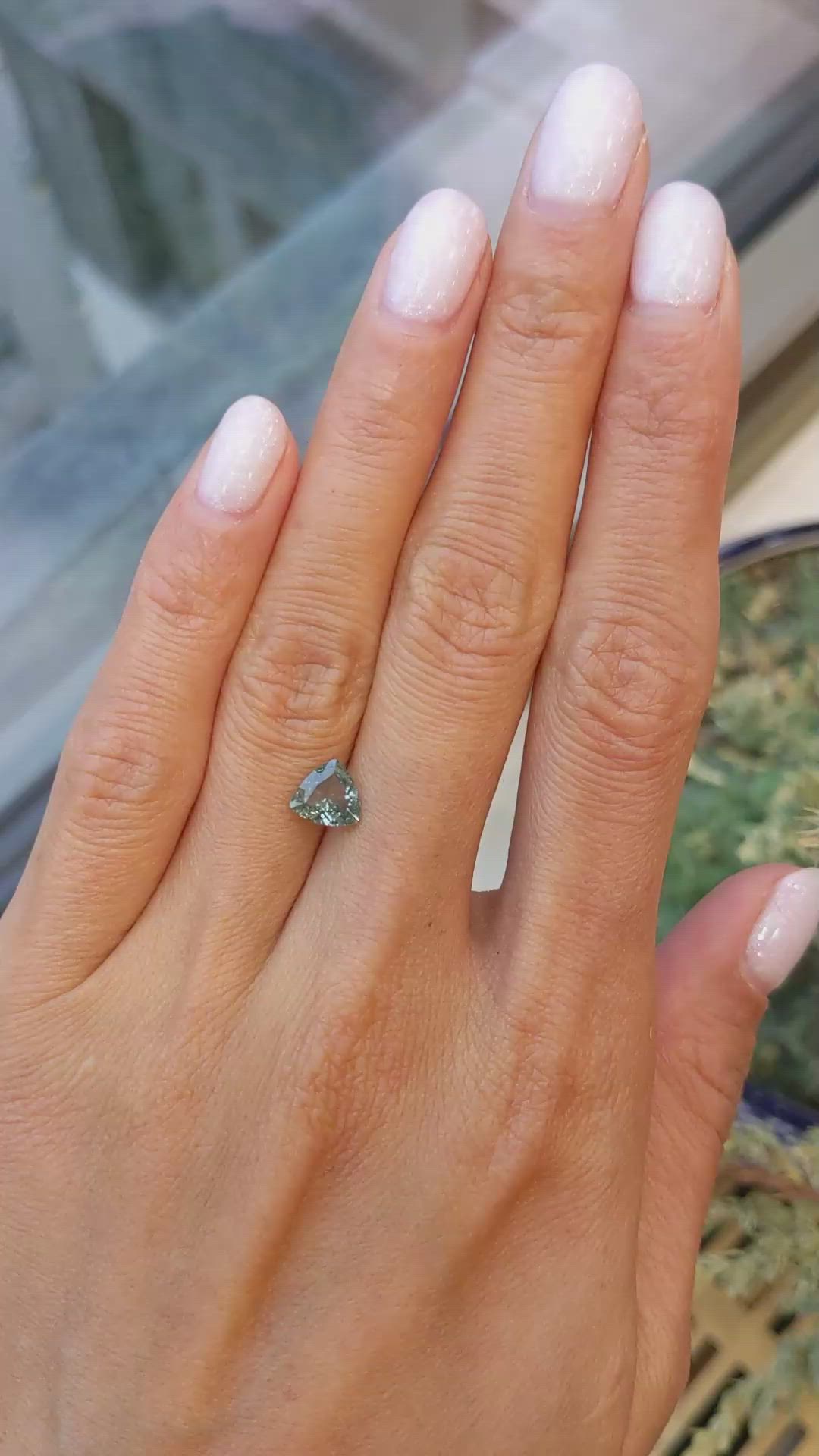 1.05 Ct. Greenish Blue Sapphire from Montana Size Video