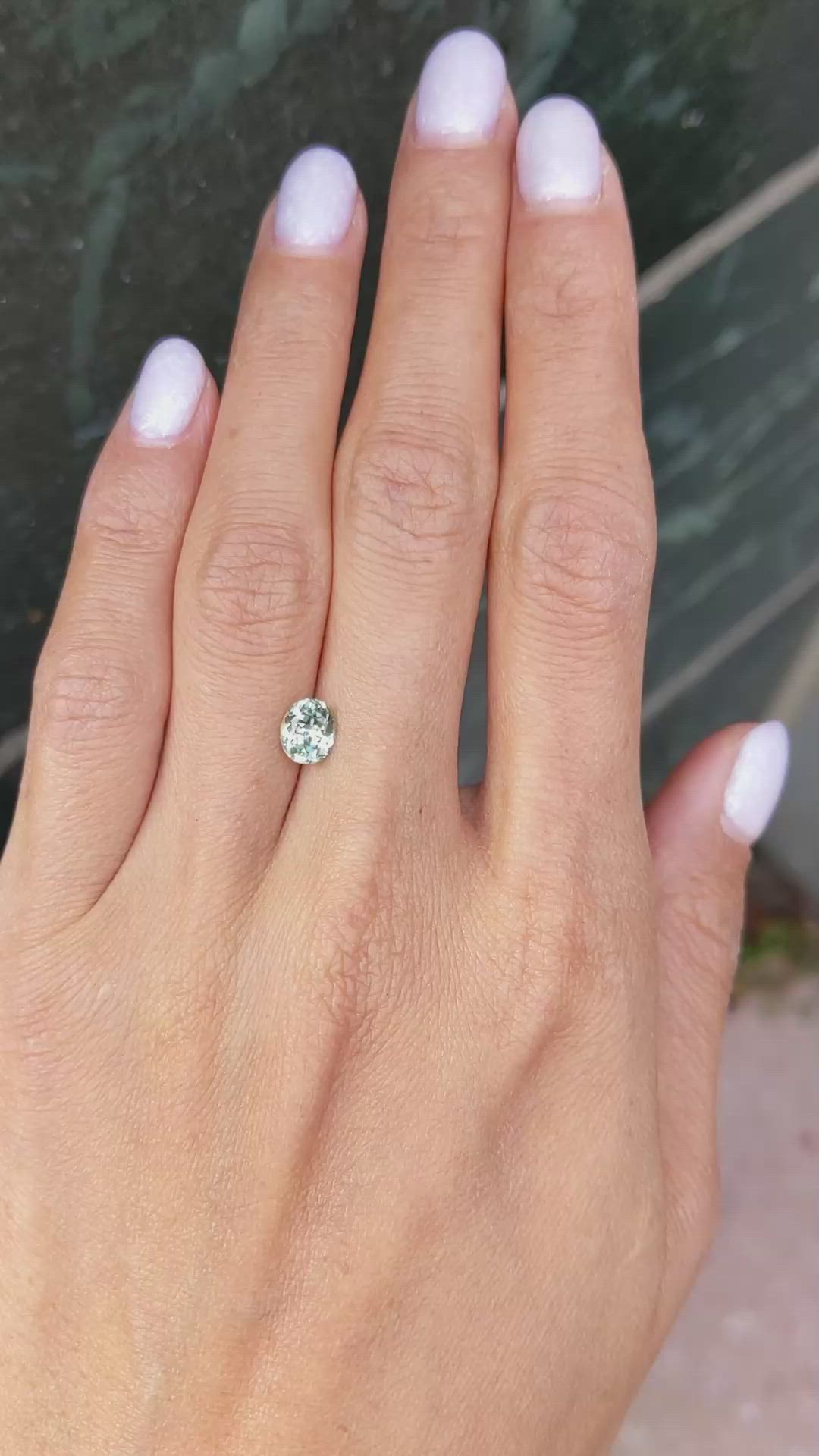 1.11 Ct. Yellowish Green Sapphire from Montana Size Video