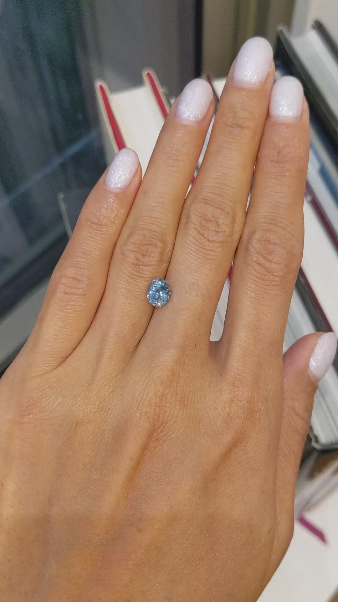 1.62 Ct. Greyish Blue Sapphire from Montana Size Video